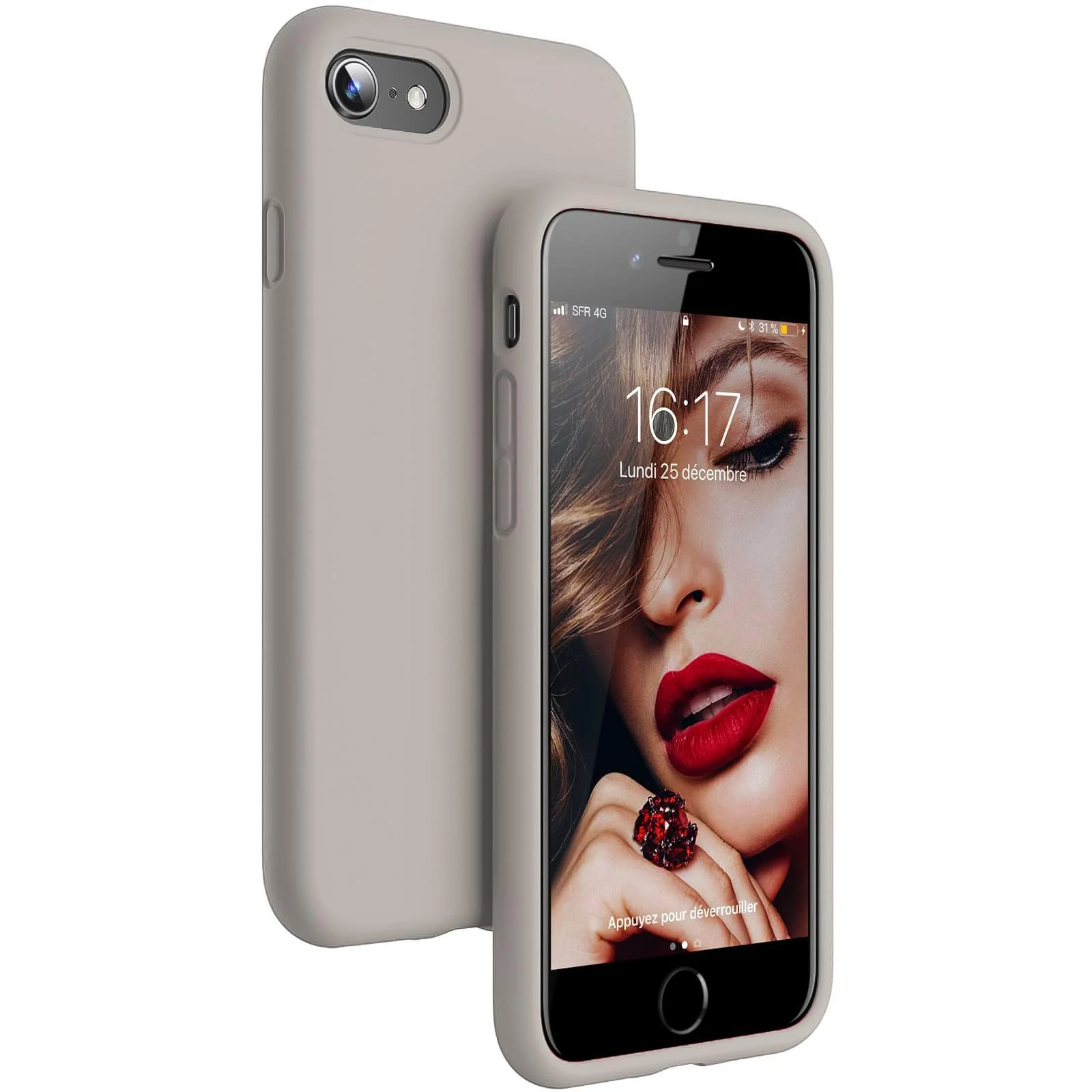 DL3 Mobilak Liquid Silicone Case for iPhone 7 / 8, Shock-absorbing protection, Scratch-resistant surface, Slim, lightweight profile - Off White