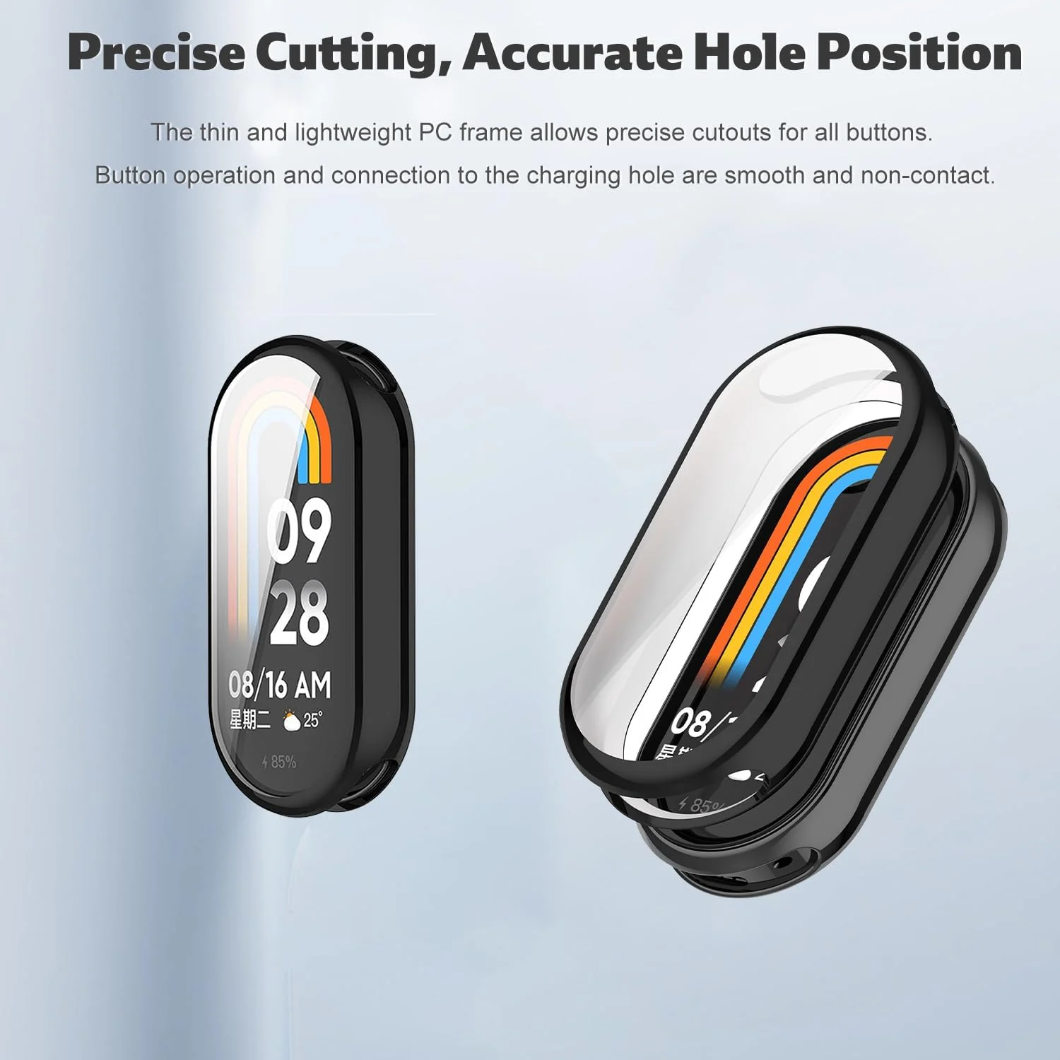 DL3 Mobilak Case Cover for Xiaomi Mi Band 10/9 / 8, Soft HD TPU Clear Film Case, Lightweight cover, Anti-Scratch and Anti-Fall for Protective Shell For Xiaomi Smart Band 10/9/8 - Black