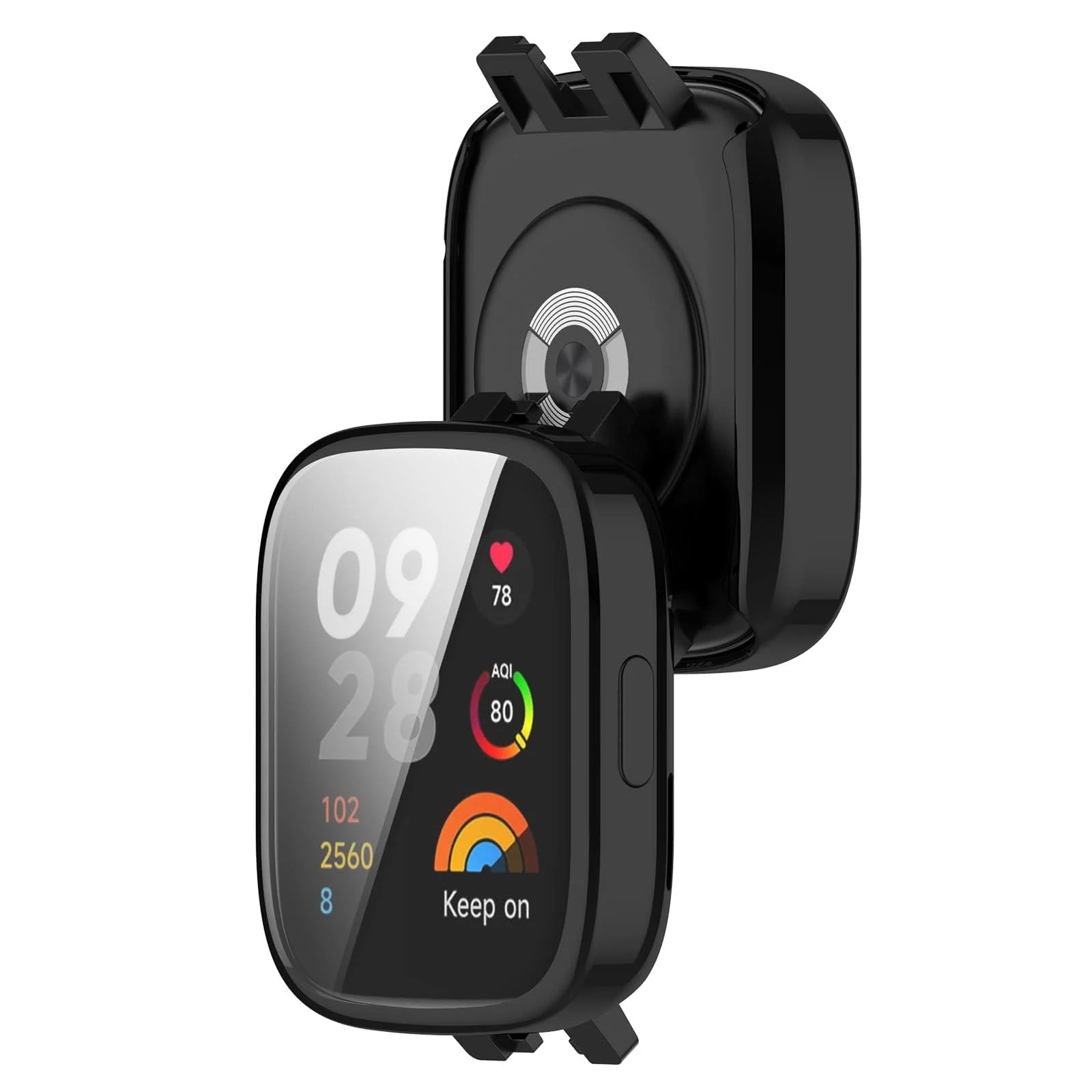 DL3 Mobilak Case Compatible with Xiaomi Redmi Watch 3 (Not Fit Watch 3 Active) Protective Case, Flexible TPU Full Protection Screen Protector Cover Scratch-Resistant Screen Protector Case - Black