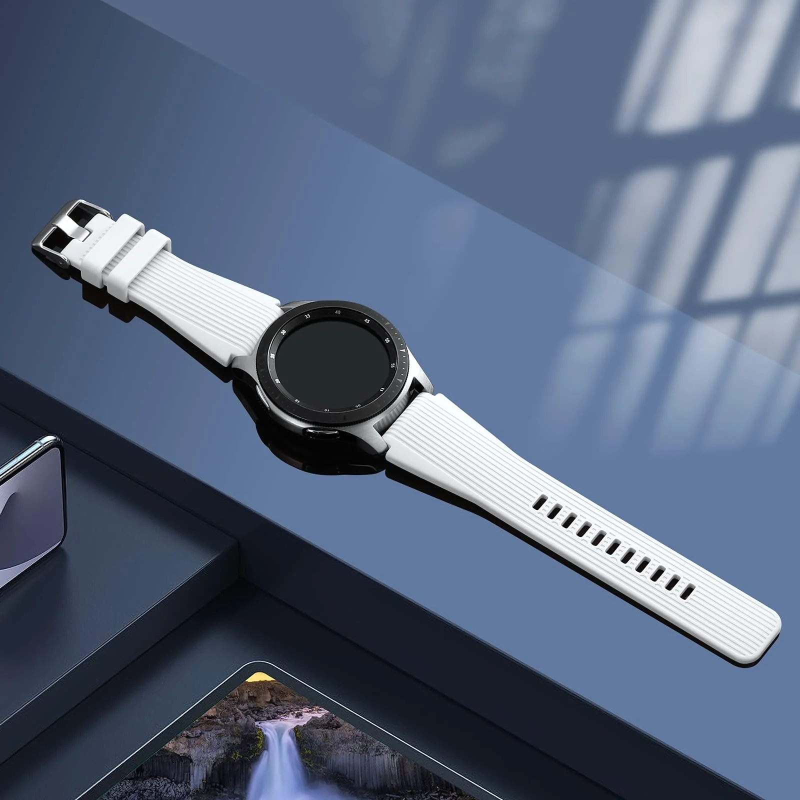 DL3 MOBILAK Silicone Bands 22MM Strap Compatible with Samsung galaxy watch3 45mm/galaxy 46mm/Gear S3/Huawei watch GT3 46MM/GT2E/GT2 Pro/GT GT2 46MM/Honor Magic Watch2 46mm/Amazfit GTR 2/2e/3/4 - White