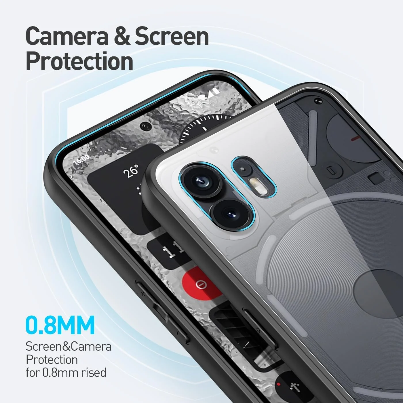 DL3 Mobilak Soft Silicone Protective Case for Nothing Phone 2 with Camera Protection and Military-Grade Protection - Black