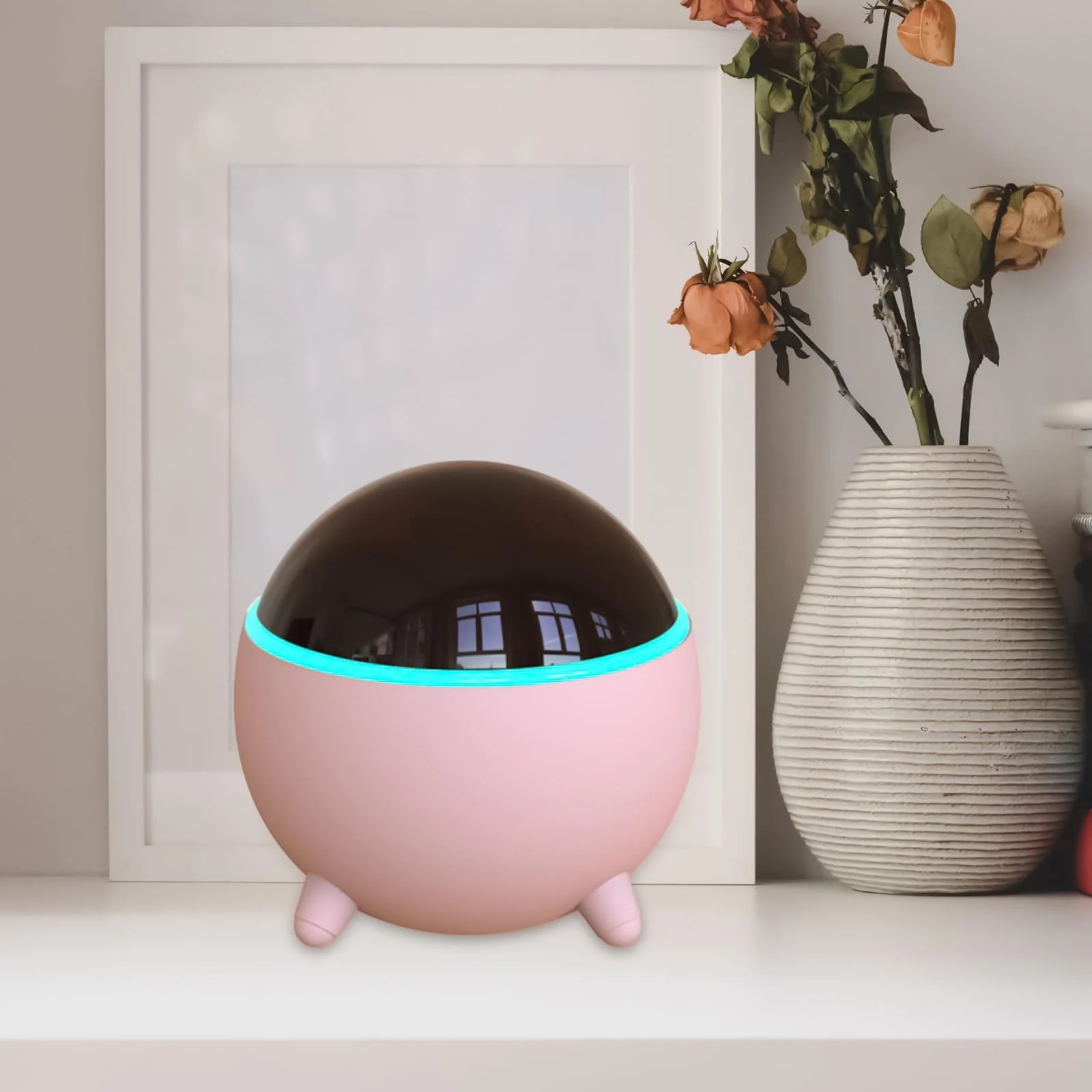 Mobigon Wood Cool Mist Ultrasonic Humidifier for Room Moisture, Aroma Diffuser for Home, 300ml Essential Oil Diffuser with 7 Colorful Night Light, Auto Shut-Off, Home, Office, car - Pink