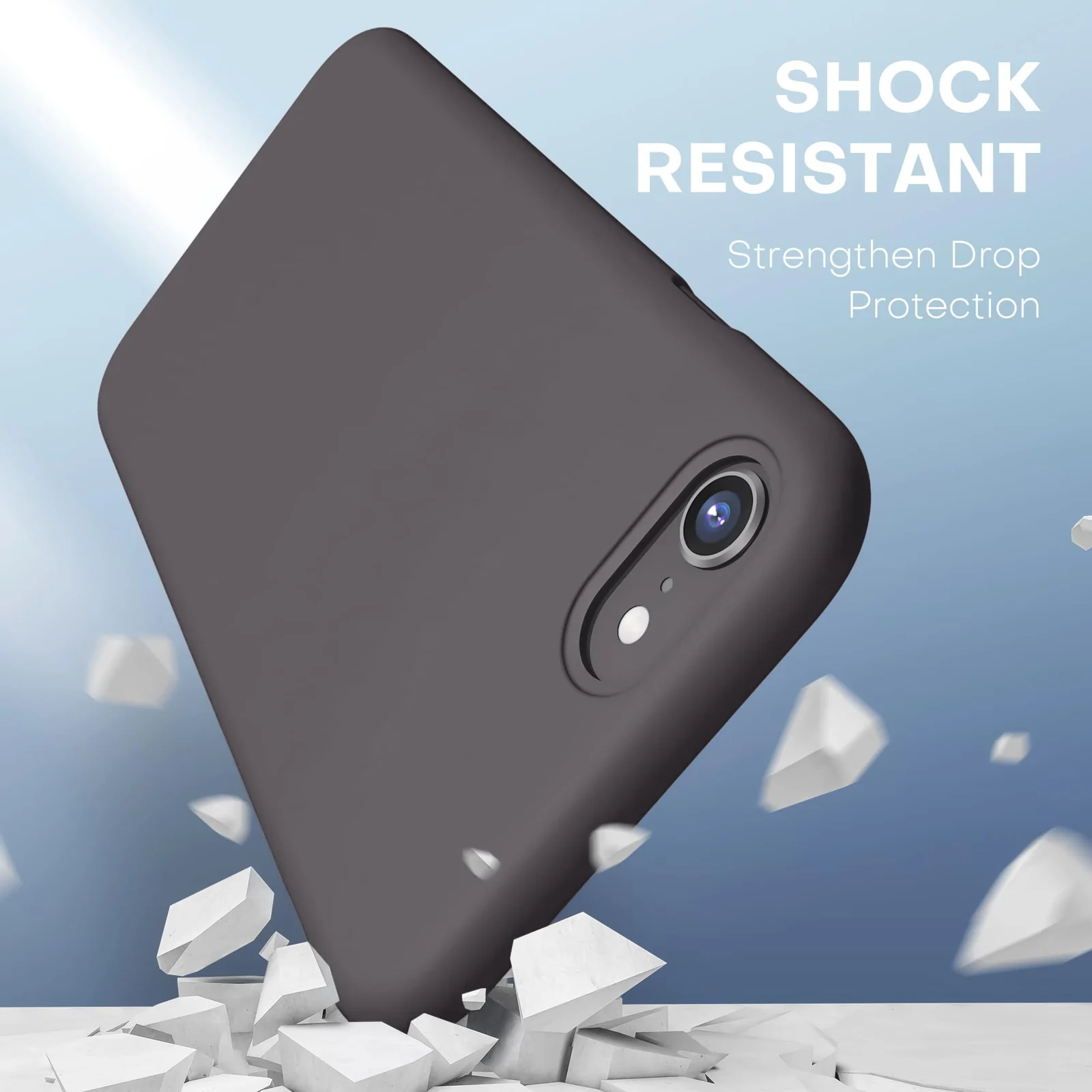 DL3 Mobilak Liquid Silicone Protective Case with Soft Microfiber Lining for iPhone SE 2022, SE 2020, iPhone 7, iPhone 8 - Dark Brown