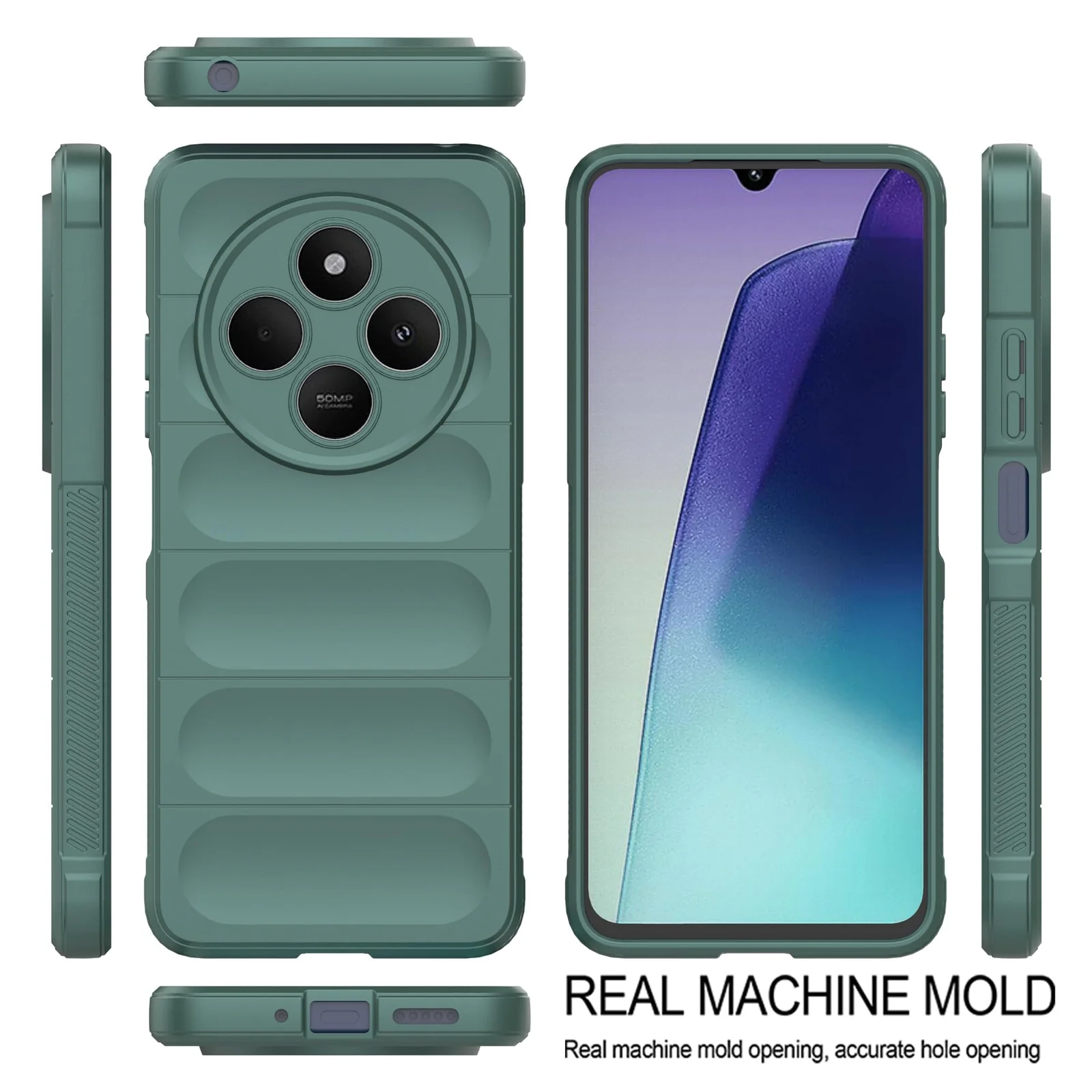 DL3 Mobilak Silicone Case for Xiaomi Redmi 14C 4G/Poco C75 Heavy Duty Protective [Slim Fit] Soft Flexible Protective Design Shock-Absorption TPU Cover With Camera Protection - Green