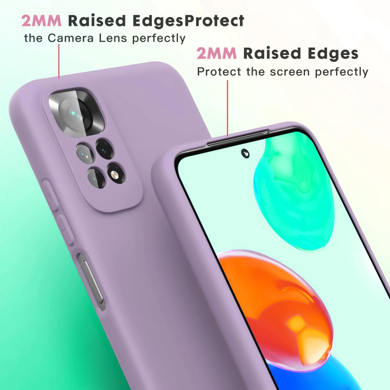 DL3 Mobilak Liquid Silicone Protective Case with Soft Microfiber Lining with Full Camera Protection for Xiaomi Redmi Note 12 Pro 4G / Redmi Note 11 Pro 4G&5G - Lavender