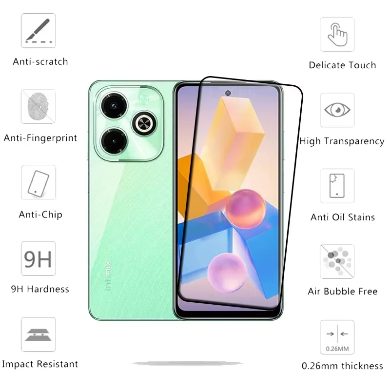 DL3 Mobilak for Infinix Hot 40i Tempered Glass Screen Protector, 9H Hardness Anti-Scratch Tempered Glass flim, Case Friendly, Anti-Scratch - Clear