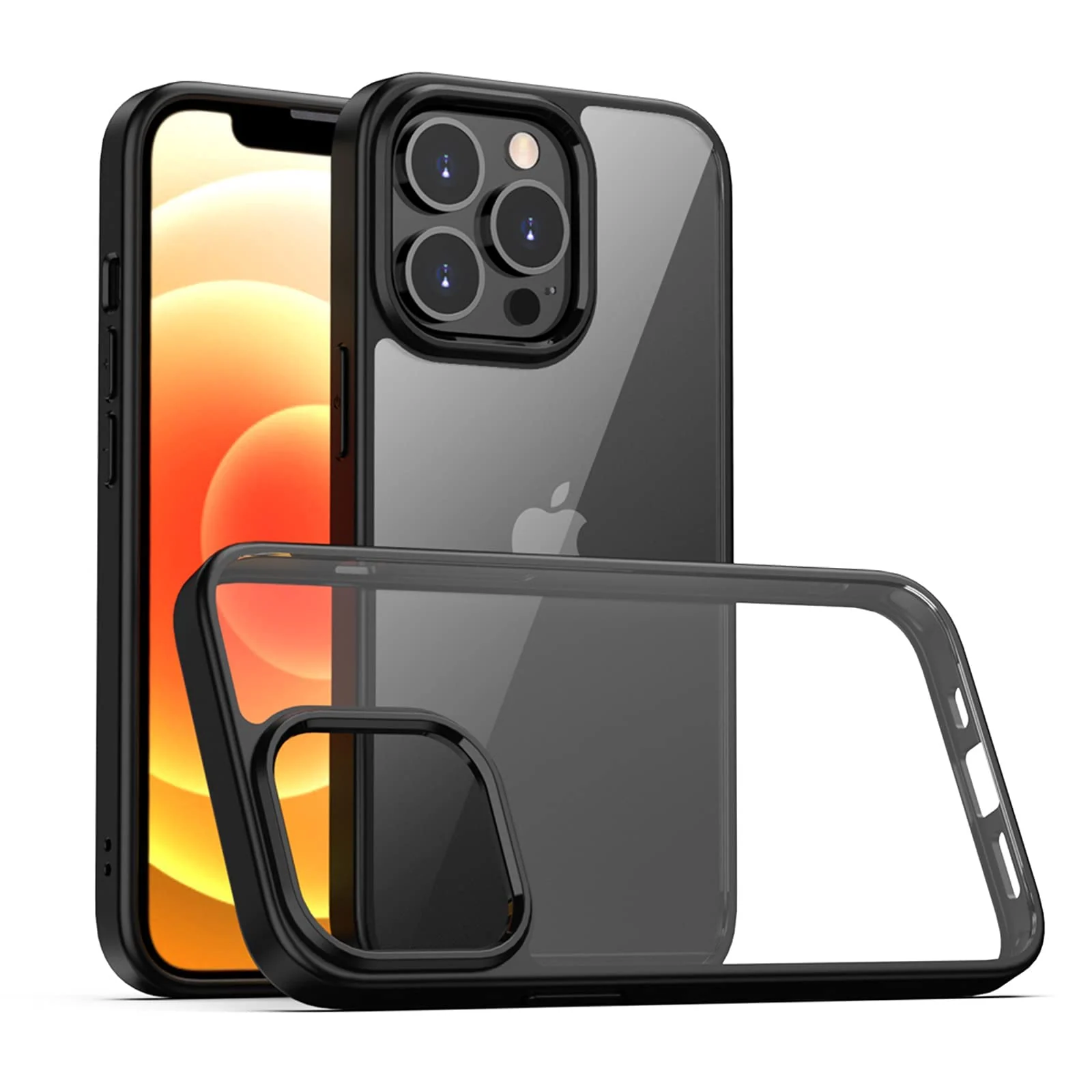 DL3 Mobilak Clear PC and TPU Protective Case for iPhone 14 Pro Max with Shockproof Design and Anti-Yellowing Design - Black