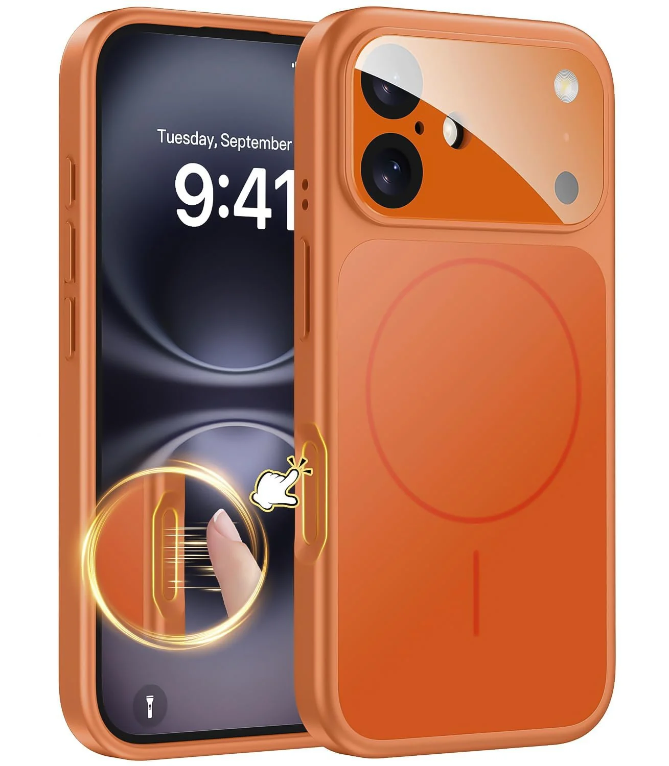 DL3 Mobilak MagSafe-Compatible Magnetic Case for iPhone 17 with Camera Protection and Shockproof Design - Orange