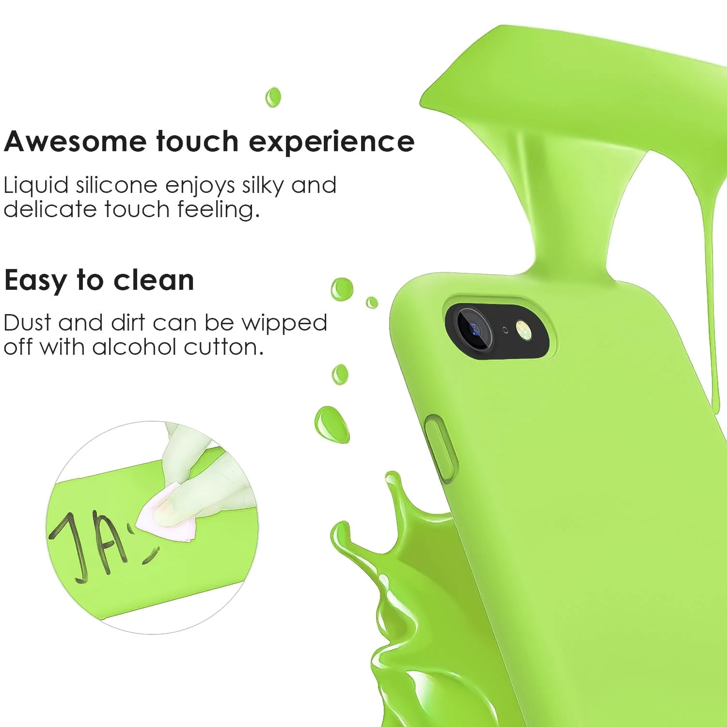 DL3 Mobilak Liquid Silicone Protective Case for iPhone SE 2022, SE 2020, iPhone 7, iPhone 8 with Camera Protection and Microfiber Lining - Lemon