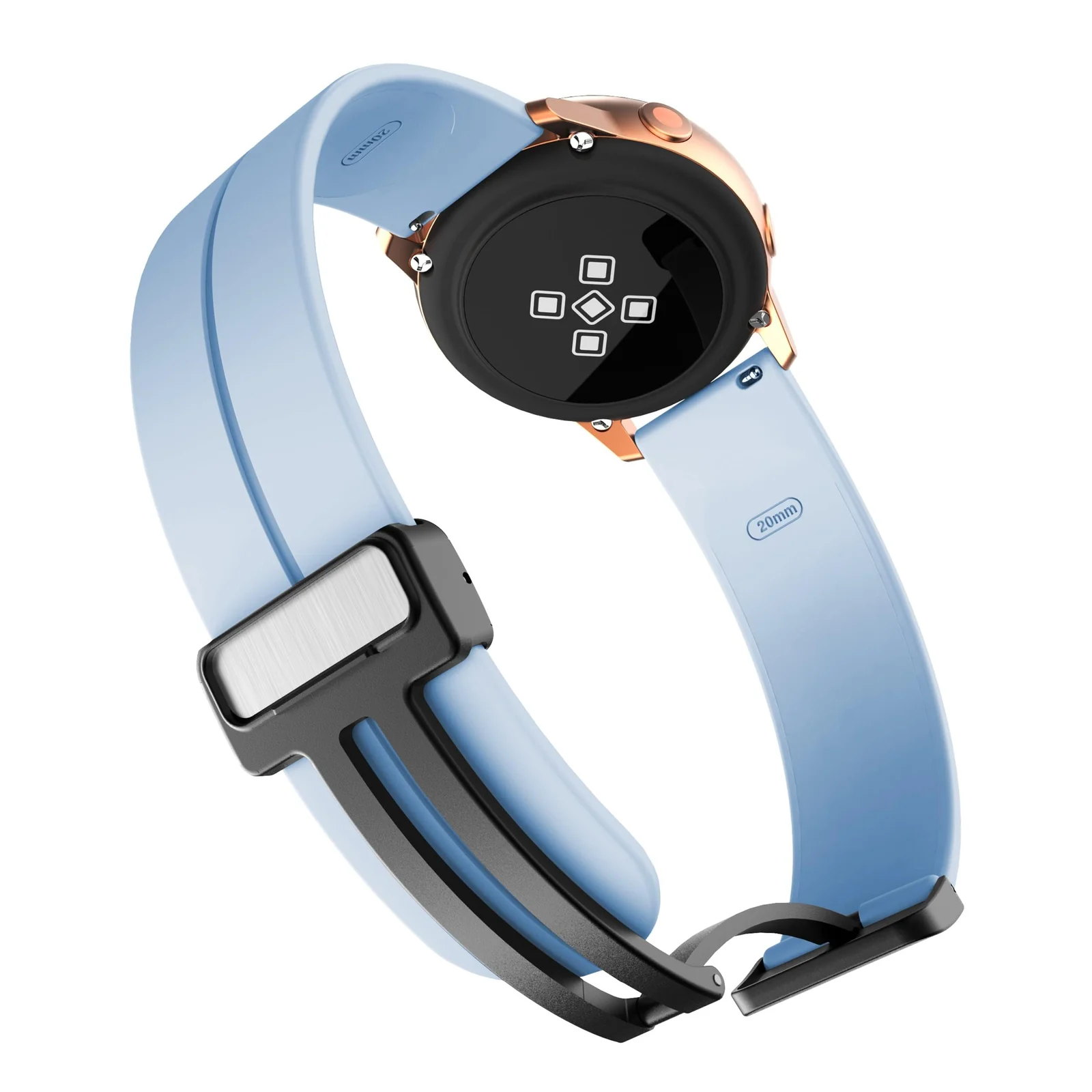 DL3 Mobilak Strap Silicone Magnetic Clasp 20MM Band for Samsung Gear Sport/Watch 4/5/5 Pro/S2 Classic/Active 2 40mm 44mm/Amazfit GTS 3/4/4 Mini/Bip 3/GTS 2 Mini/2e/Bip - Light Blue