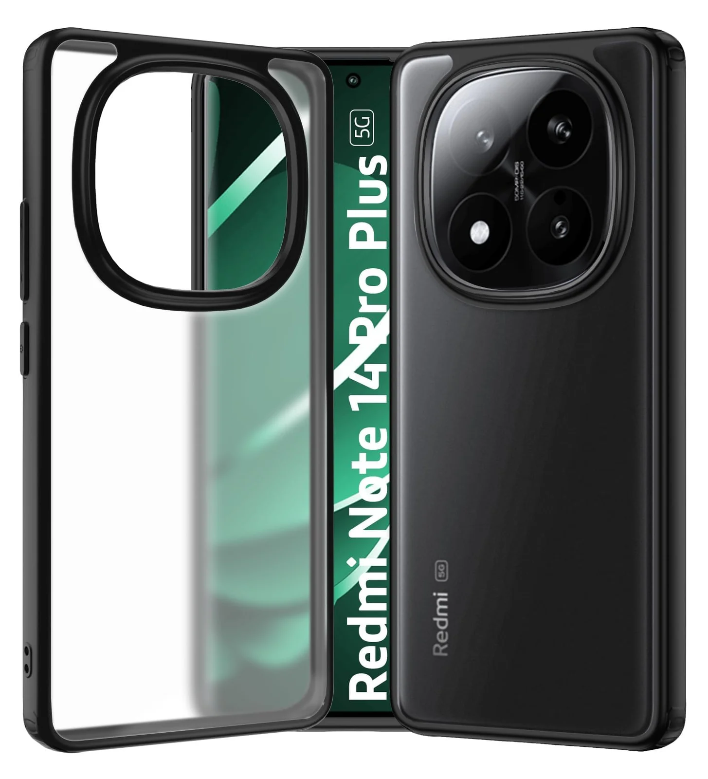 DL3 Mobilak Clear PC and TPU Protective Case for Xiaomi Redmi Note 14 Pro Plus 5G / Redmi Note 14 Pro 5G / Poco X7 with Military-Grade Protection and Anti-Yellowing Design - Black