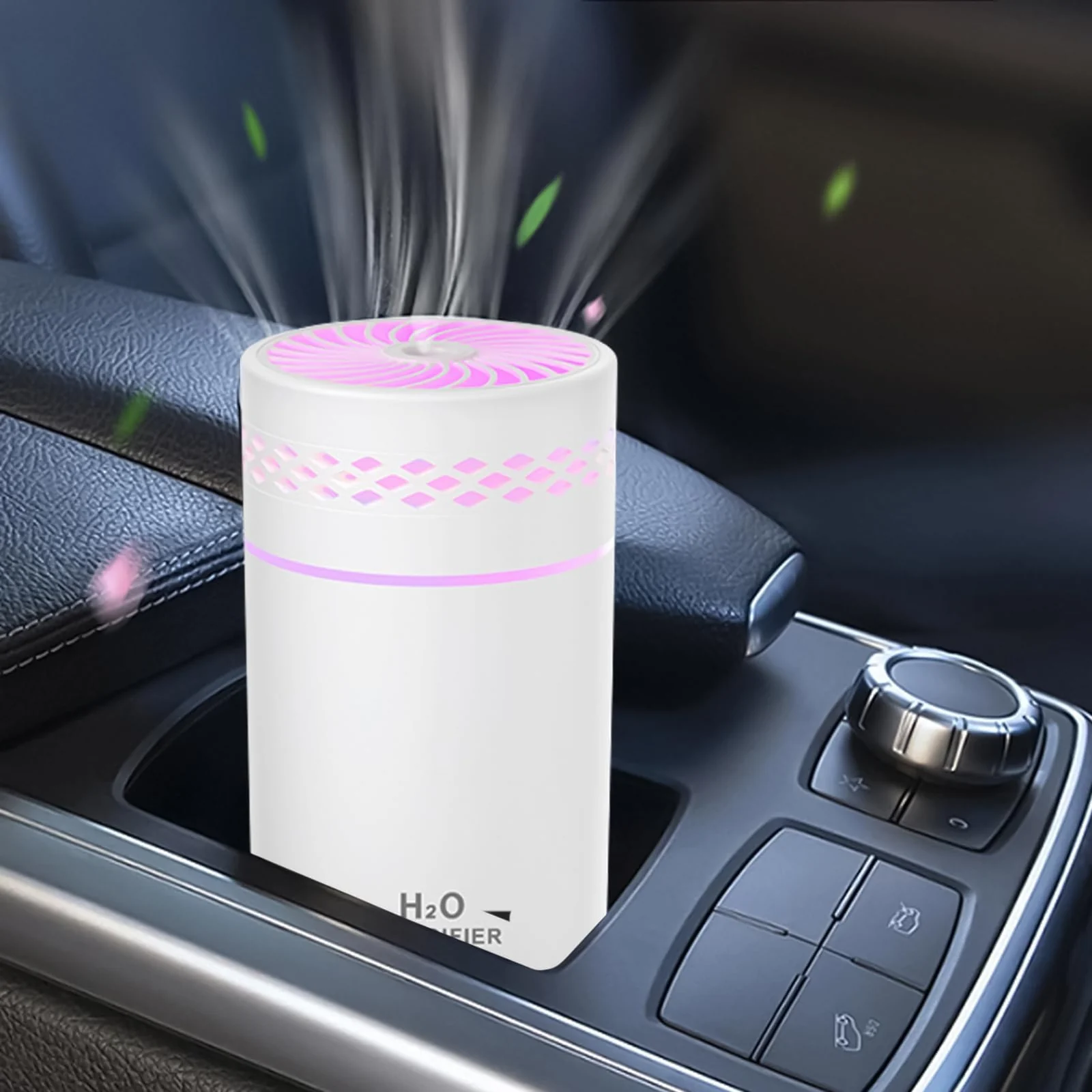 Mobigon Wood Cool Mist Ultrasonic Humidifier for Room Moisture, Aroma Diffuser for Home, 260ml Essential Oil Diffuser with 7 Colorful Night Light, Auto Shut-Off, Home, Office, car - white