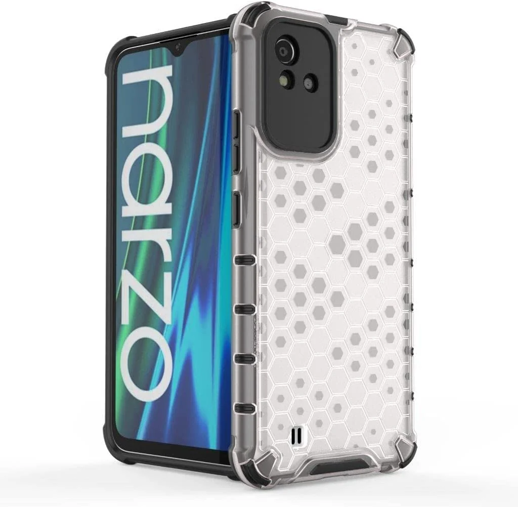 DL3 Mobilak Honeycomb Protective Case for realme C30 / realme Narzo 50i, Shock-absorbing protection, Transparent design, Slim, lightweight profile - Clear