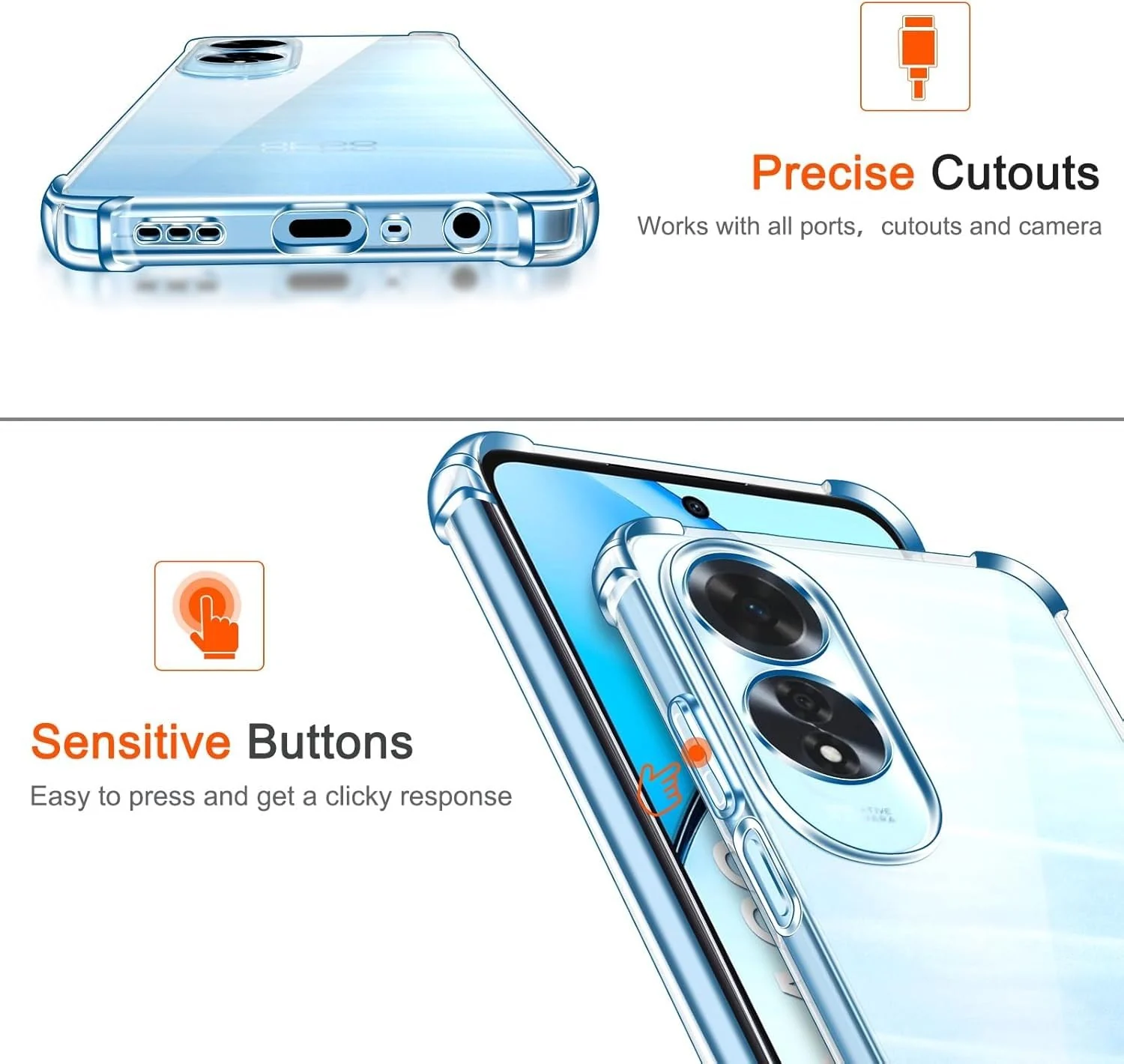 DL3 Mobilak Clear TPU Protective Case for OPPO A60 4G with Camera Protection and Shockproof Design - Clear