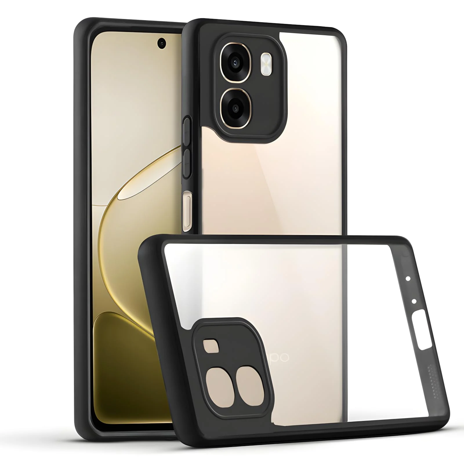 DL3 Mobilak Clear PC and TPU Protective Case for OPPO A6X 4G / 5G, OPPO A6 4G / 5G with Camera Protection and Military-Grade Protection - Black