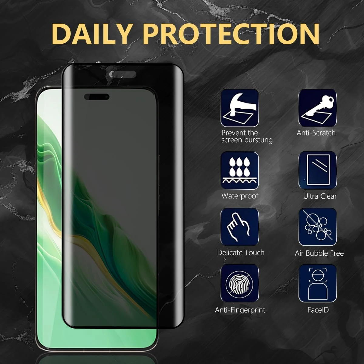 DL3 Mobilak Screen Protector for Honor Magic 6 Pro UV Glass Fingerprint Reader Support 3D Curved Anti-Spy Tempered Glass Screen Protector - Privacy