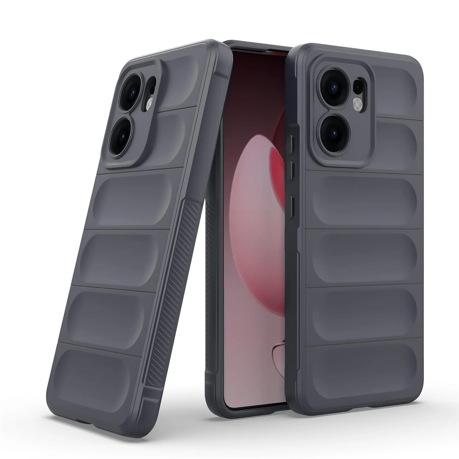 DL3 Mobilak Flexible Silicone and TPU Protective Case with Camera Protection for OPPO Reno 13F - Dark Gray