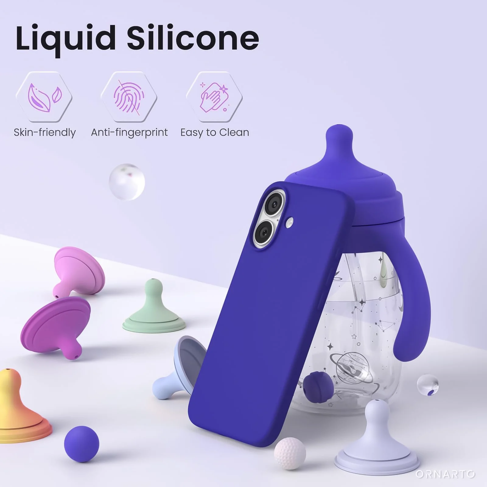 DL3 Mobilak Liquid Silicone Protective Case for iPhone 17 6.3-Inch with Microfiber Lining and Shockproof Design - Pepsi