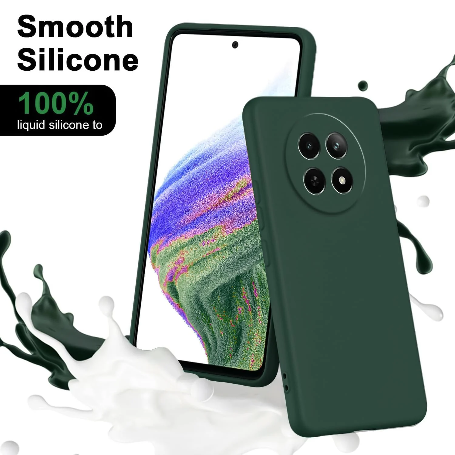 DL3 Mobilak Liquid Silicone Case for realme 13 5G / realme 12 5G / realme 12X 5G, Shock-absorbing protection, Scratch-resistant surface, Soft microfiber lining - Green