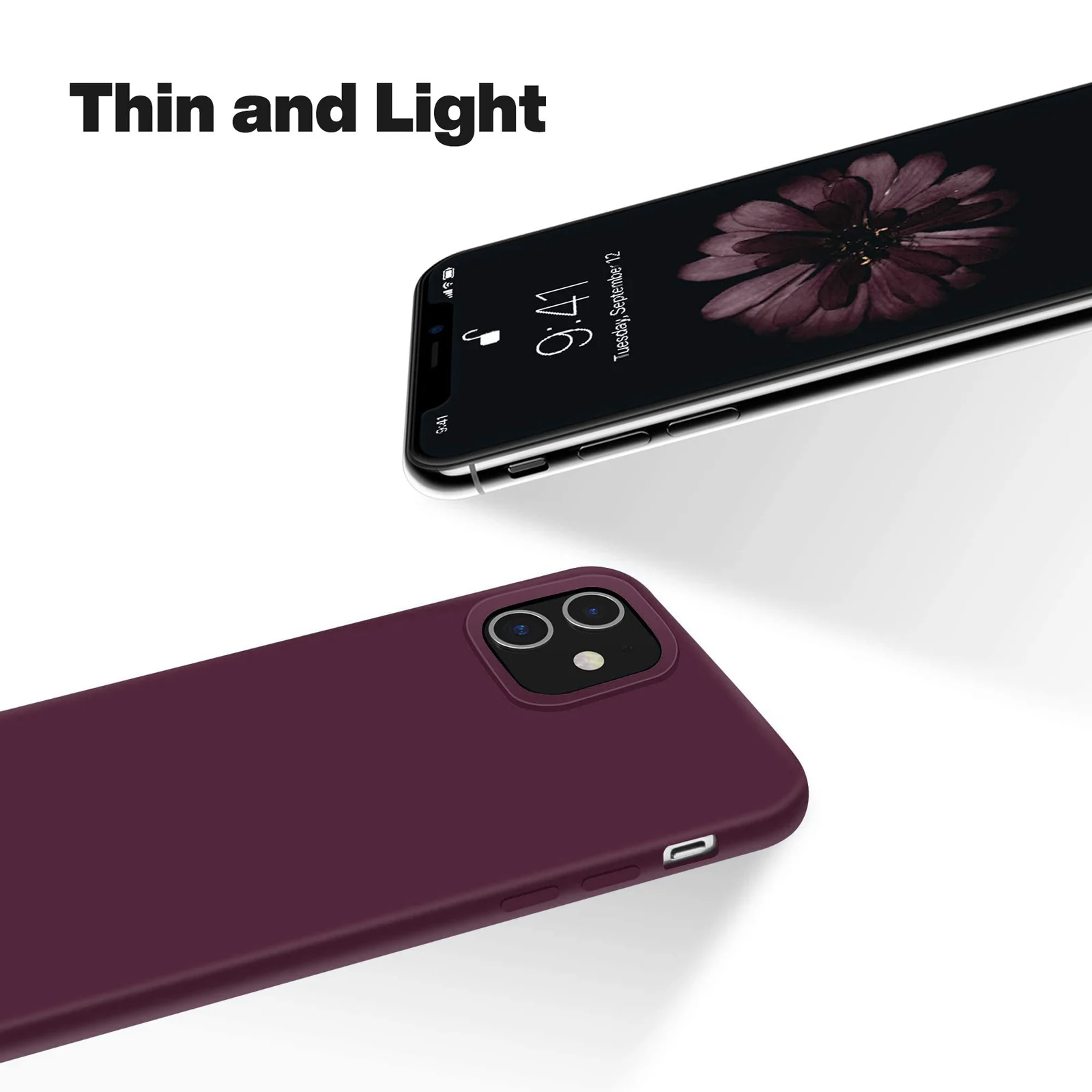 DL3 Mobilak Liquid Silicone Case for iPhone 11 (6.1 Inch), Shock-absorbing protection, Scratch-resistant surface, Soft microfiber lining - Wine Red