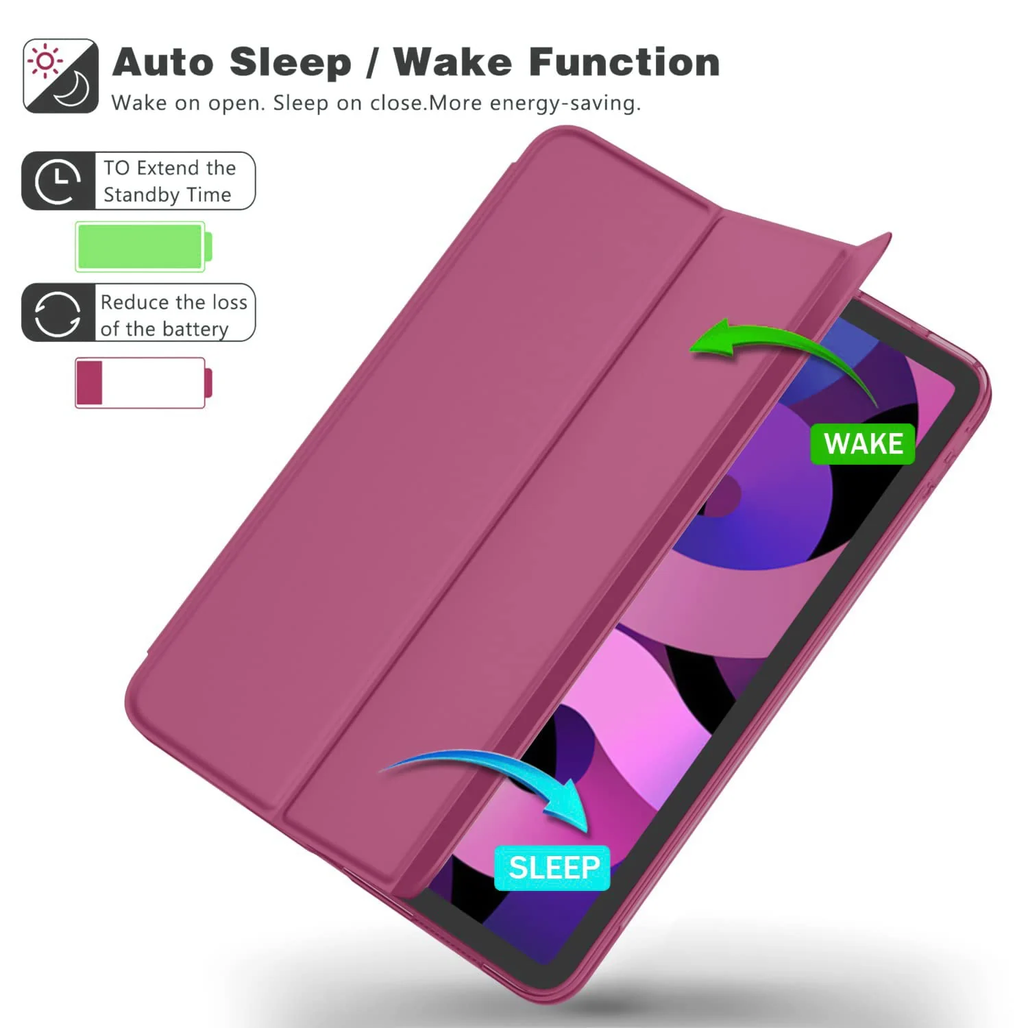 DL3 Mobilak Smart Case Compatible with Samsung Galaxy Tab A7 Lite 8.7 2021 (SM-T220/ T225/T227), Case Flip Cover Leather Case Soft TPU Back And Trifold Stand With Auto Sleep - Rose Red