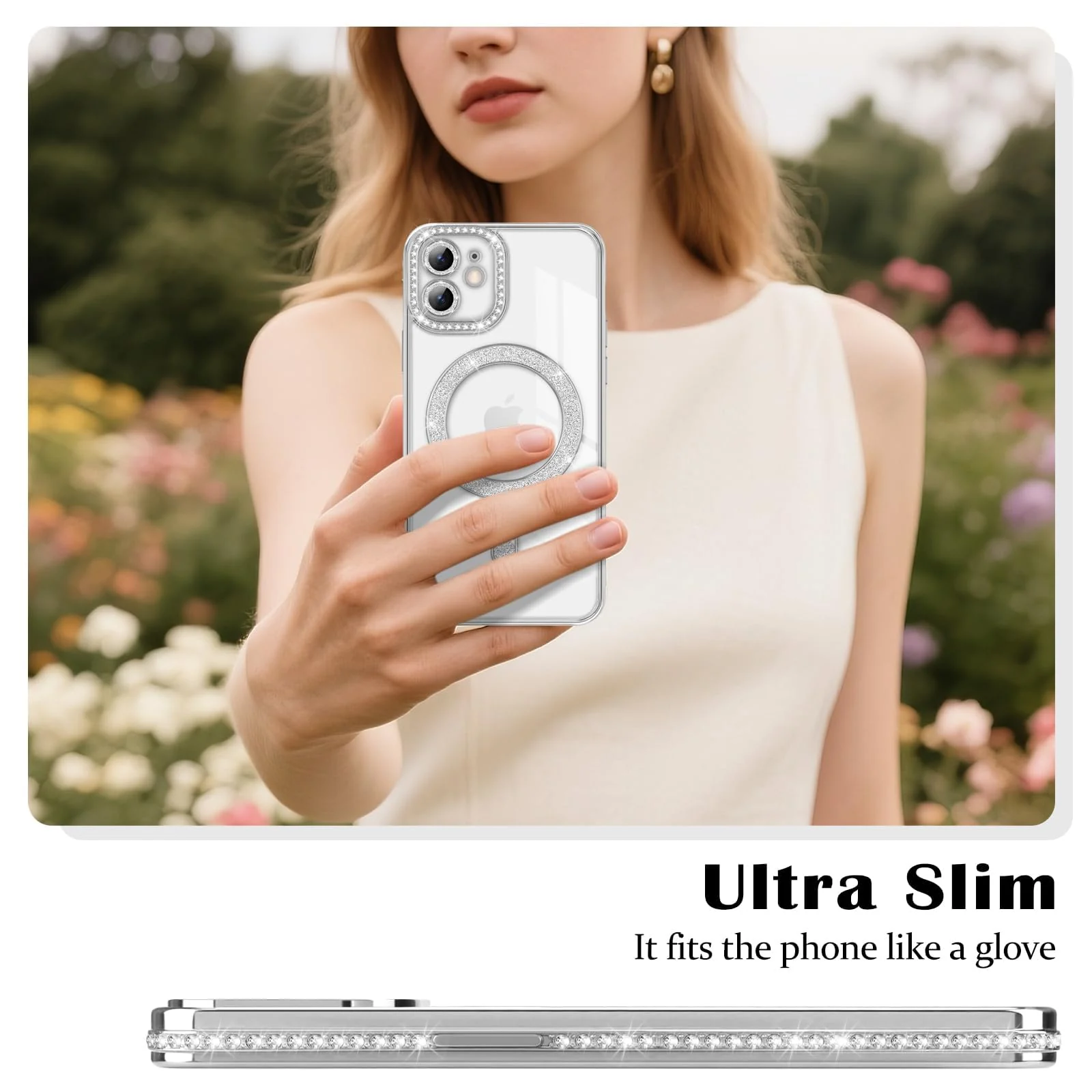 DL3 Mobilak MagSafe-Compatible Magnetic Case for iPhone 11 with Camera Protection and Magnetic Car-Mount Support - Silver