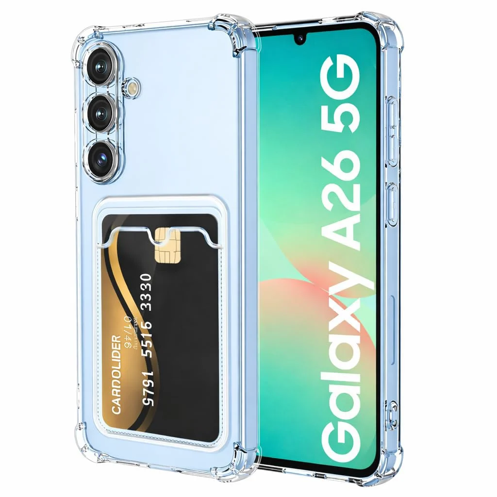 DL3 Mobilak Clear TPU Wallet Case with Card Slot and Camera Protection for Samsung Galaxy A26 5G - Transparent