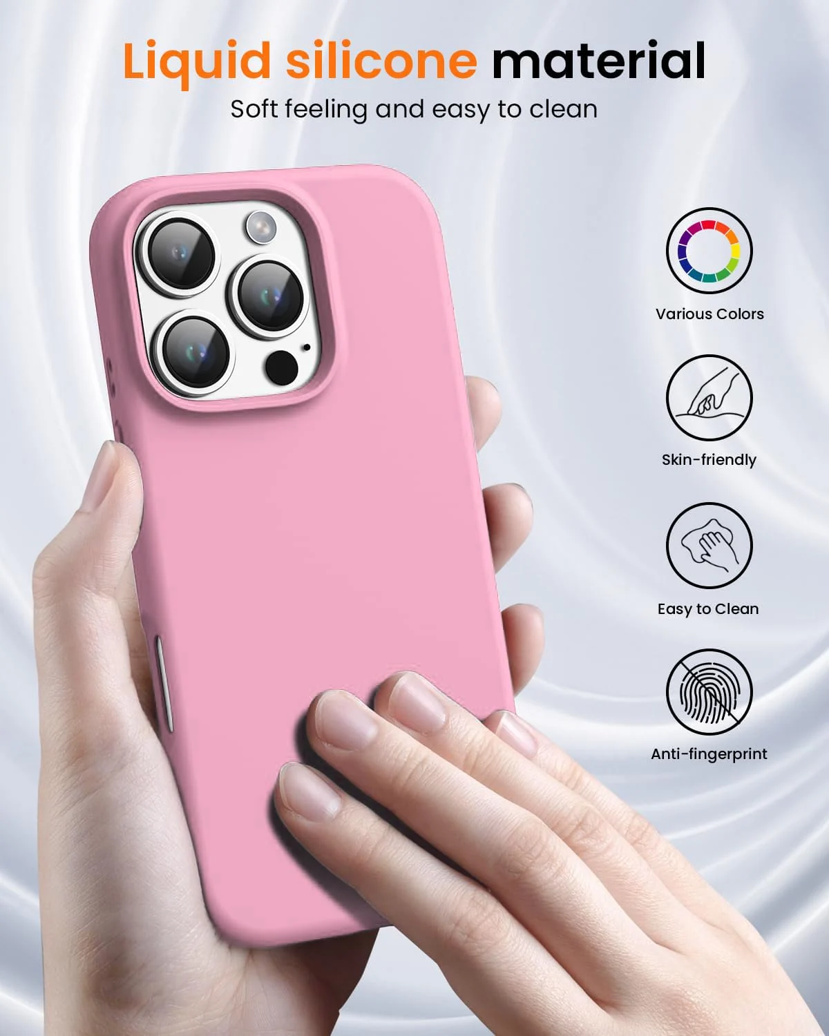 DL3 Mobilak Liquid Silicone Protective Case with Soft Microfiber Lining for iPhone 16 Pro - Pink 2