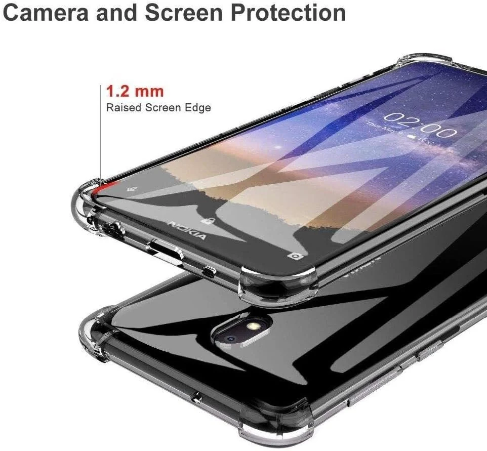 DL3 Mobilak Case Compatible with Nokia C1 2nd Edition, Cover Silicone TPU Gorilla Anti-shock Protector Camera Shockproof Corners - Clear