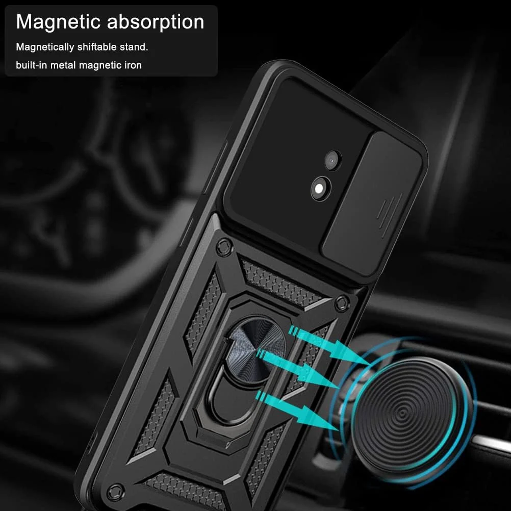 DL3 Mobilak Silicone Protective Case for Nokia C10 / Nokia C20 with Slide Camera, Built-in magnetic car-mount support, Shock-absorbing protection, Built-in kickstand - Blue