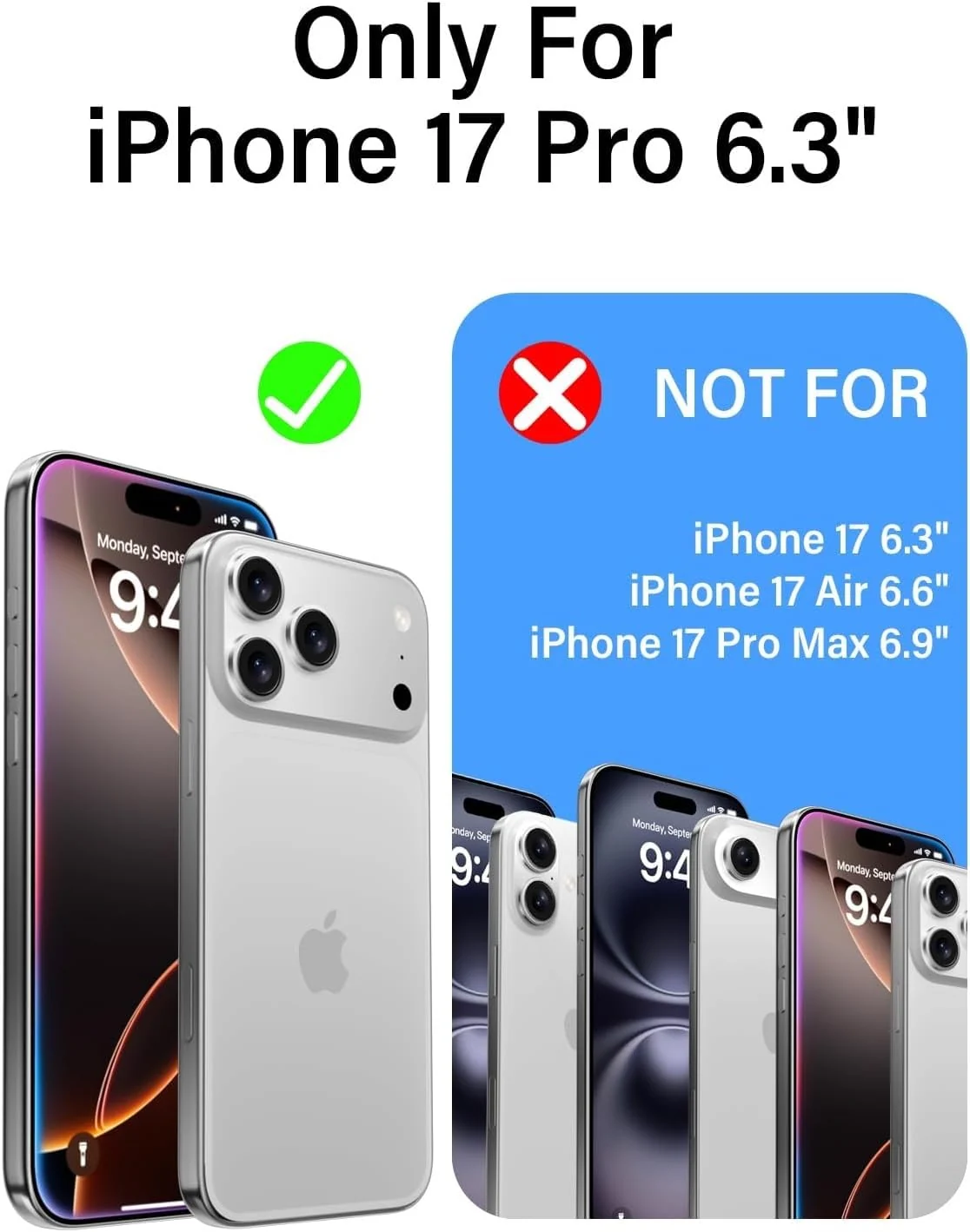 DL3 Mobilak Case Compatible with iPhone 17 Pro Case Crystal Soft TPU Gel Case Flexible Silicone Anti-Scratch TPU Cover - Clear