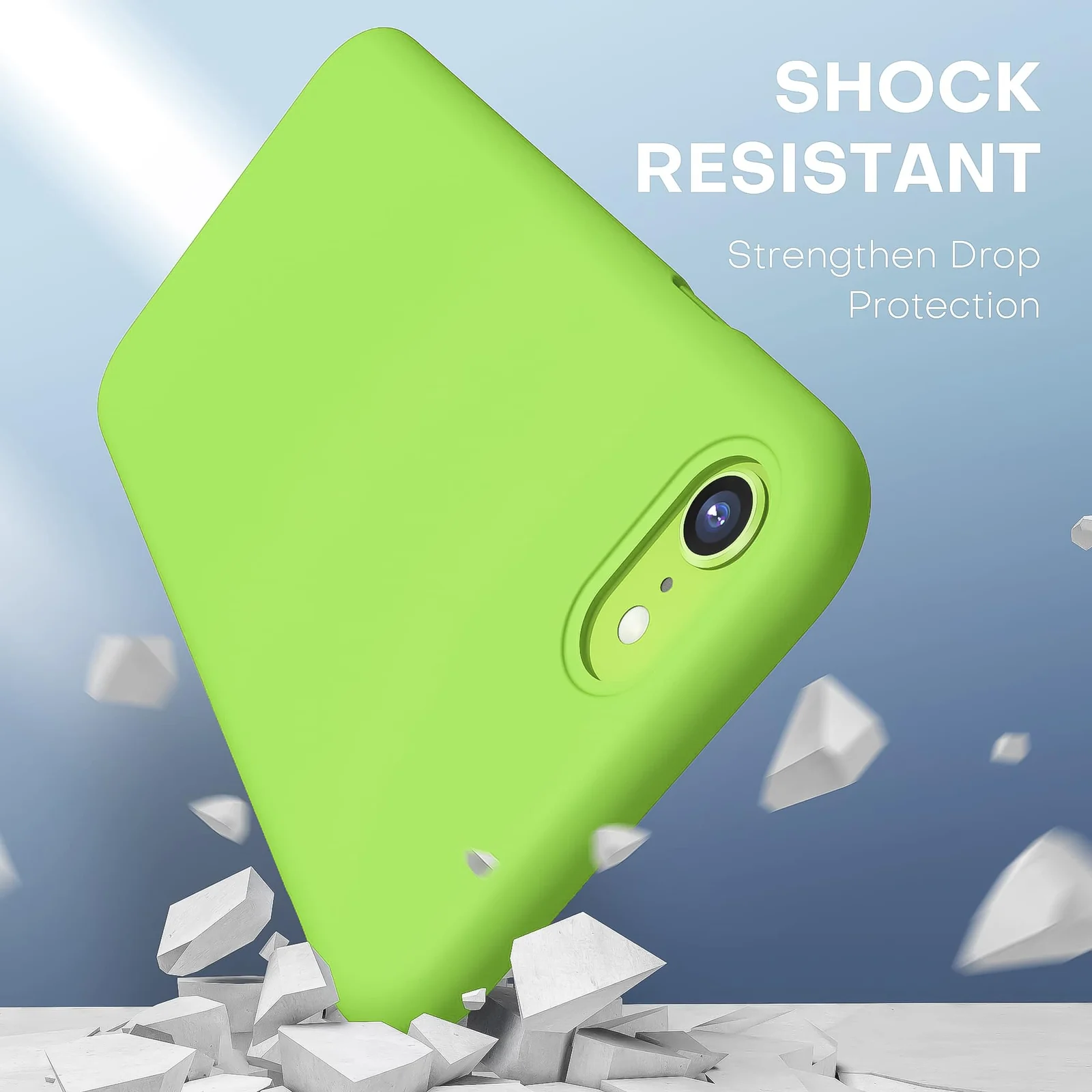 DL3 Mobilak Liquid Silicone Protective Case for iPhone SE 2022, SE 2020, iPhone 7, iPhone 8 with Camera Protection and Microfiber Lining - Lemon