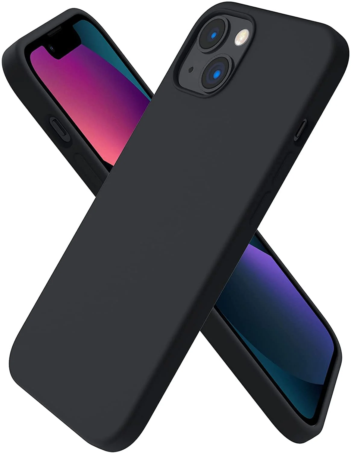 DL3 Mobilak Liquid Silicone Protective Case with Soft Microfiber Lining for iPhone 13 / iPhone 14 - Black