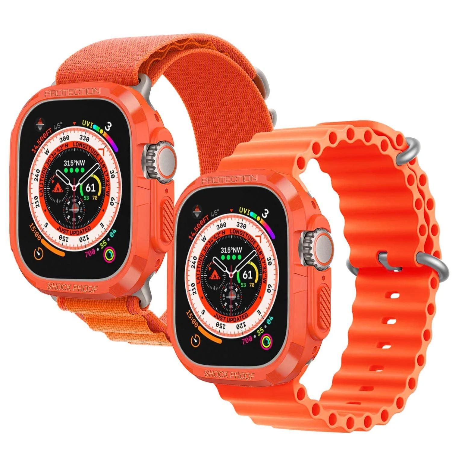 DL3 Mobilak Compatible for Apple Watch Ultra 49mm Rugged Case All Around Shockproof TPU Protective Cover Bumper Lightweight and Shock Absorbent for Apple Watch Ultra 49mm - Orange