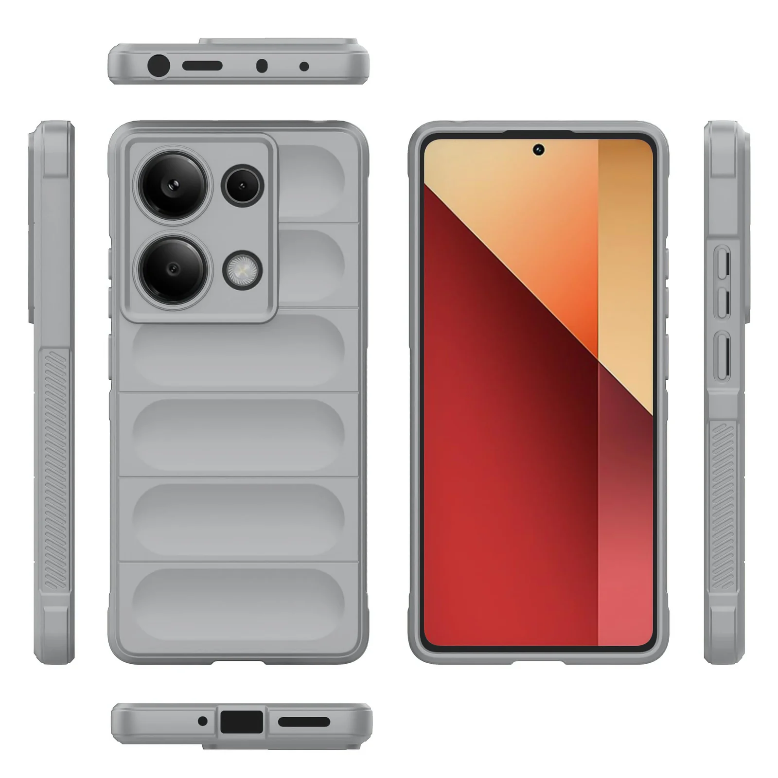 DL3 Mobilak Silicone Case for Xiaomi Redmi Note 13 Pro 4G/Poco M6 Pro 4G Heavy Duty [Slim Fit] Shockproof Soft Flexible Protective Design Shock-TPU Cover With Camera Protection - Gray