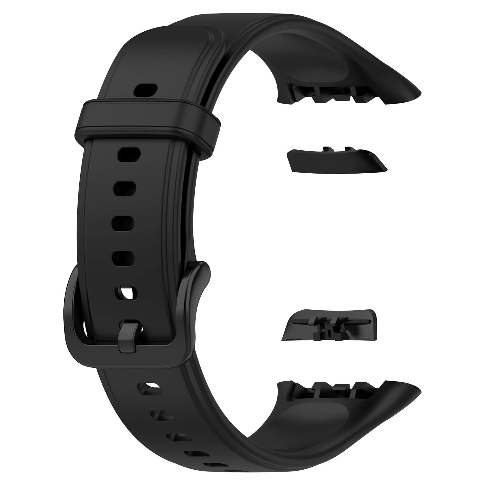 DL3 Mobilak Silicone Strap for OPPO Band 2, [Breathable] Soft Silicone Replacement Strap for Men and Women, Pin Buckle Design, for OPPO Band2 - Black