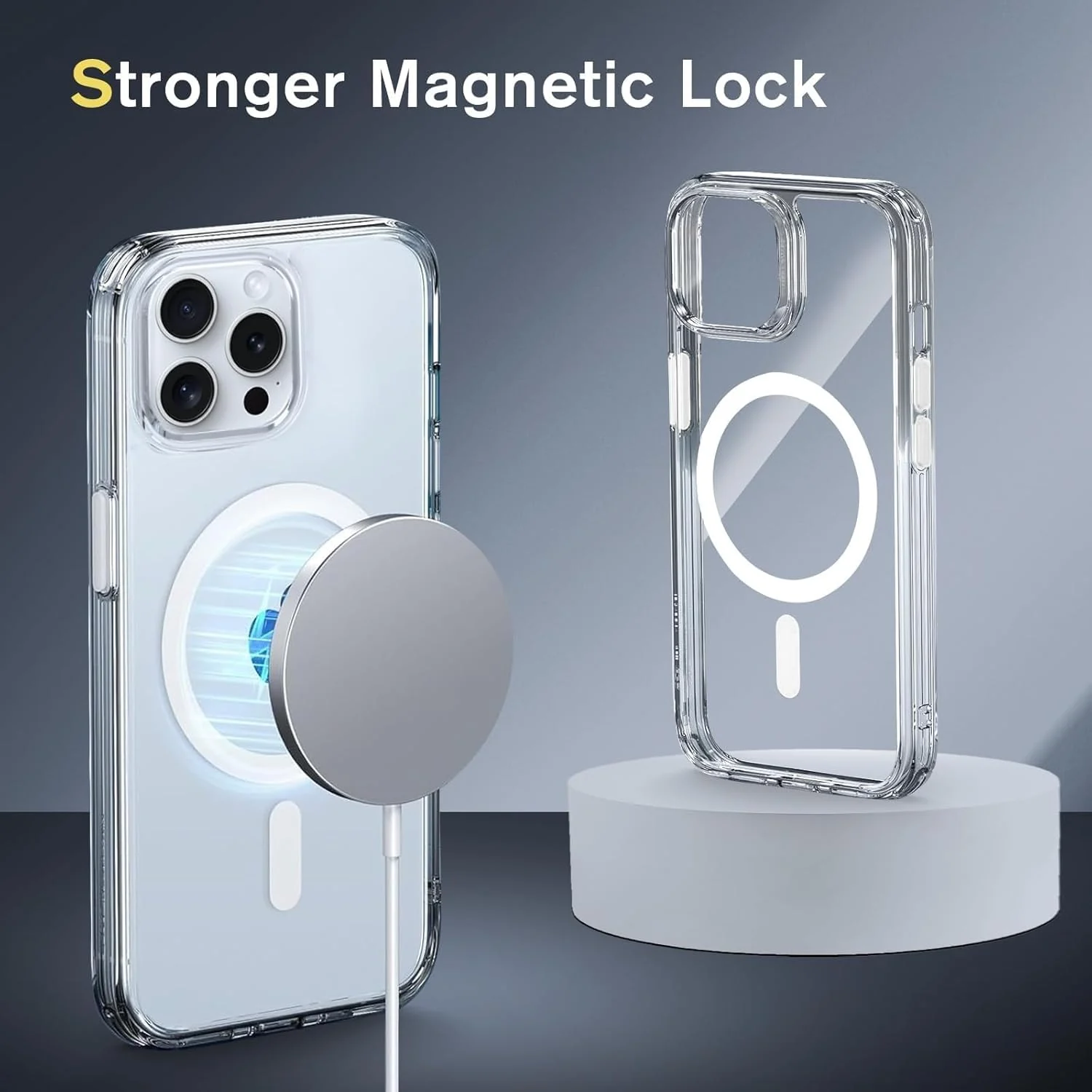 DL3 MOBILAK for iPhone 16 Pro Max Case Clear [Compatible with MagSafe] Slim Magnetic Clear Bumper Case