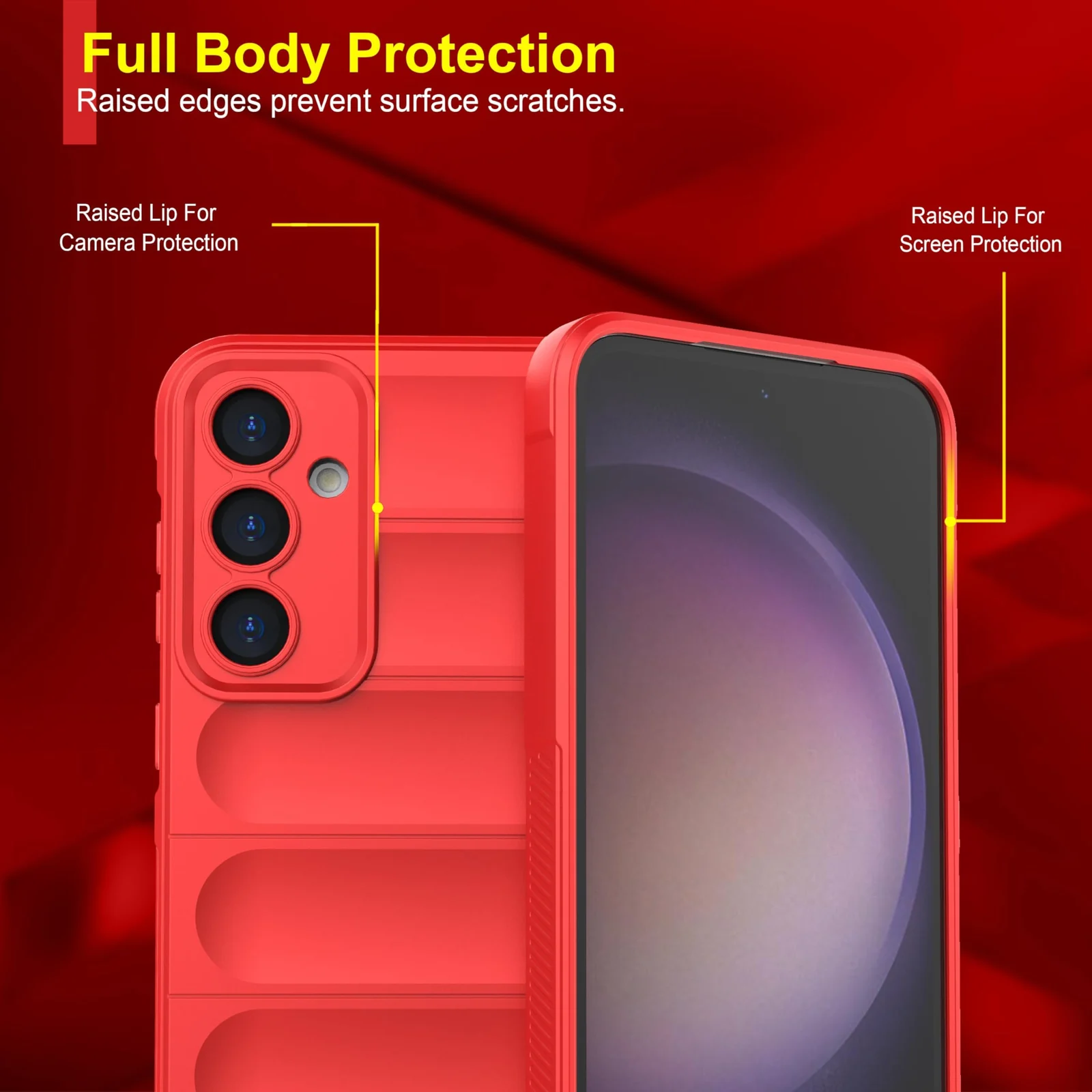 DL3 Mobilak Silicone Case for Samsung Galaxy A15 Heavy Duty Protective [Slim Fit] Shockproof Soft Flexible Protective Design Shock-Absorption TPU Cover With Camera Protection - Red
