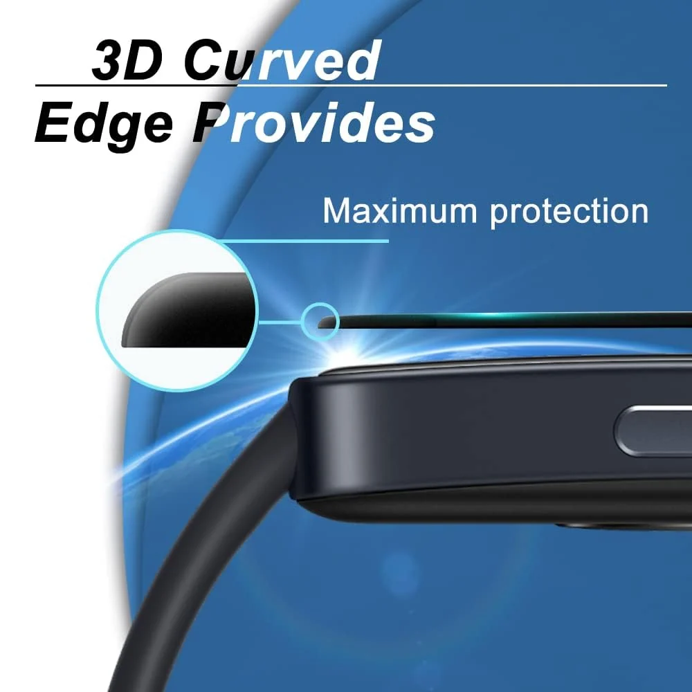 DL3 Mobilak Screen Protector For Huawei Band 8/Huawei Band 9, 3D Curved Soft Edge Protective Film [Anti-Scratch] [Bubble Free] [Ultra Shatterproof] [High Sensitive] (Not Glass) - Black