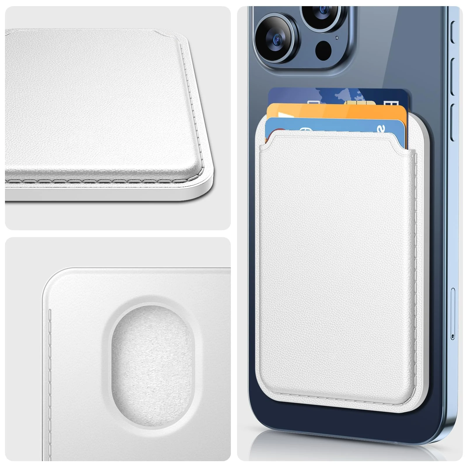 DL3 Mobilak Magnetic Card Holder Phone Wallet for iPhone 16/15/14/13/12 Series with MagSafe, Wallet for iPhone 16 15 14 Pro Max Plus Series, MagSafe 3 Wallet for iPhone 13 12 Pro Max Mini Series - White