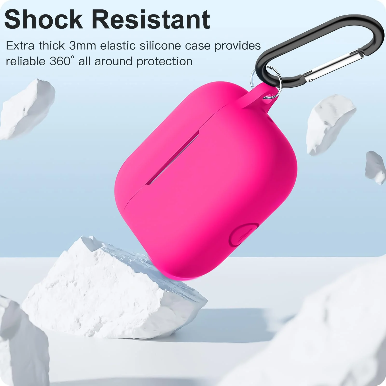 DL3 Mobilak AirPods Pro Case Cover, Silicone Protective Charging Case Skin with Keychain Compatible with Apple AirPods Pro Case for Women Men, Wireless Charging, Front LED Visible - Neon Pink