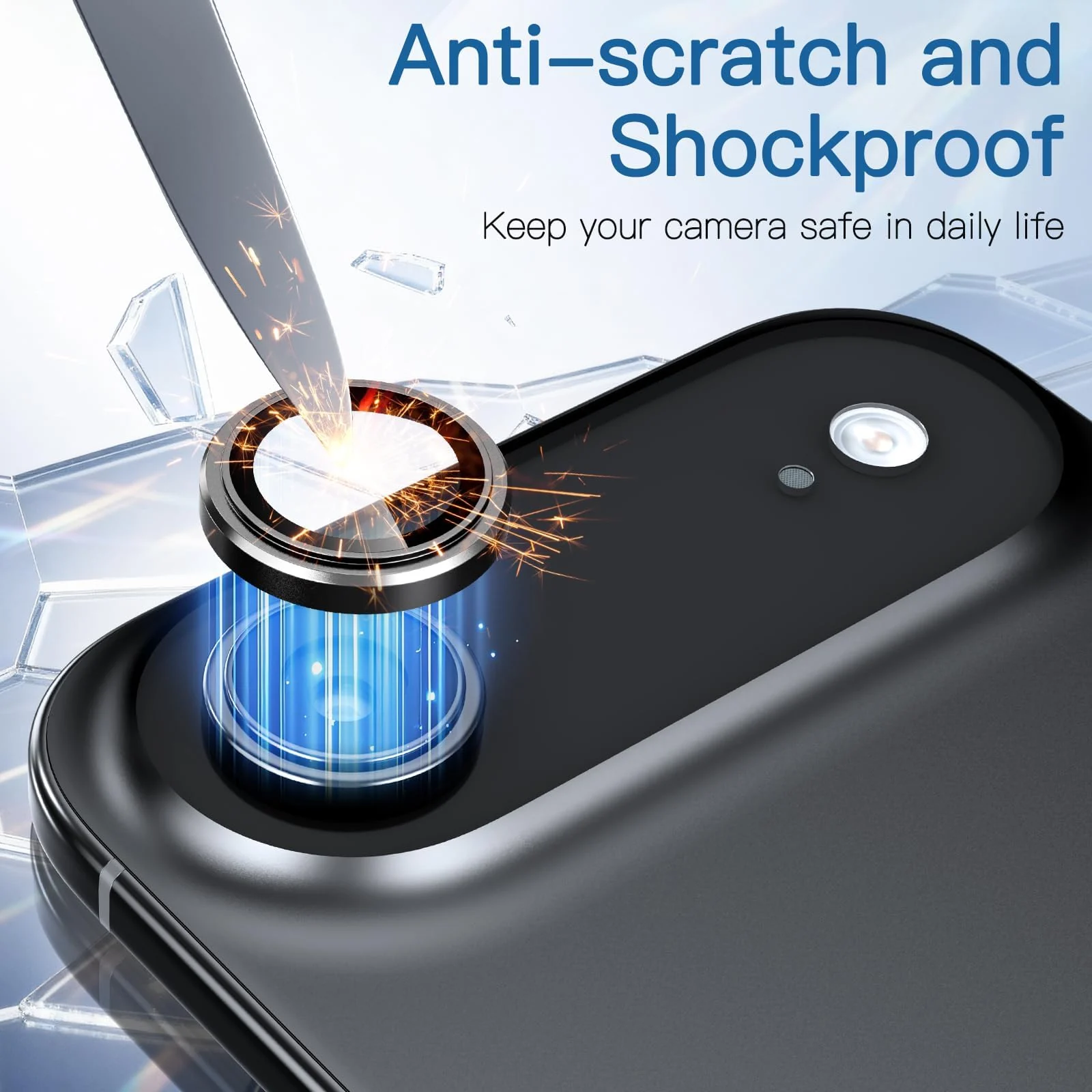 DL3 Mobilak Camera Lens Protector for iPhone Air / 17 Air 6.5-Inch Accessories, 9H Tempered Glass Metal Individual Ring Camera Cover Screen Protector, Case Friendly, Anti Scratch - Black