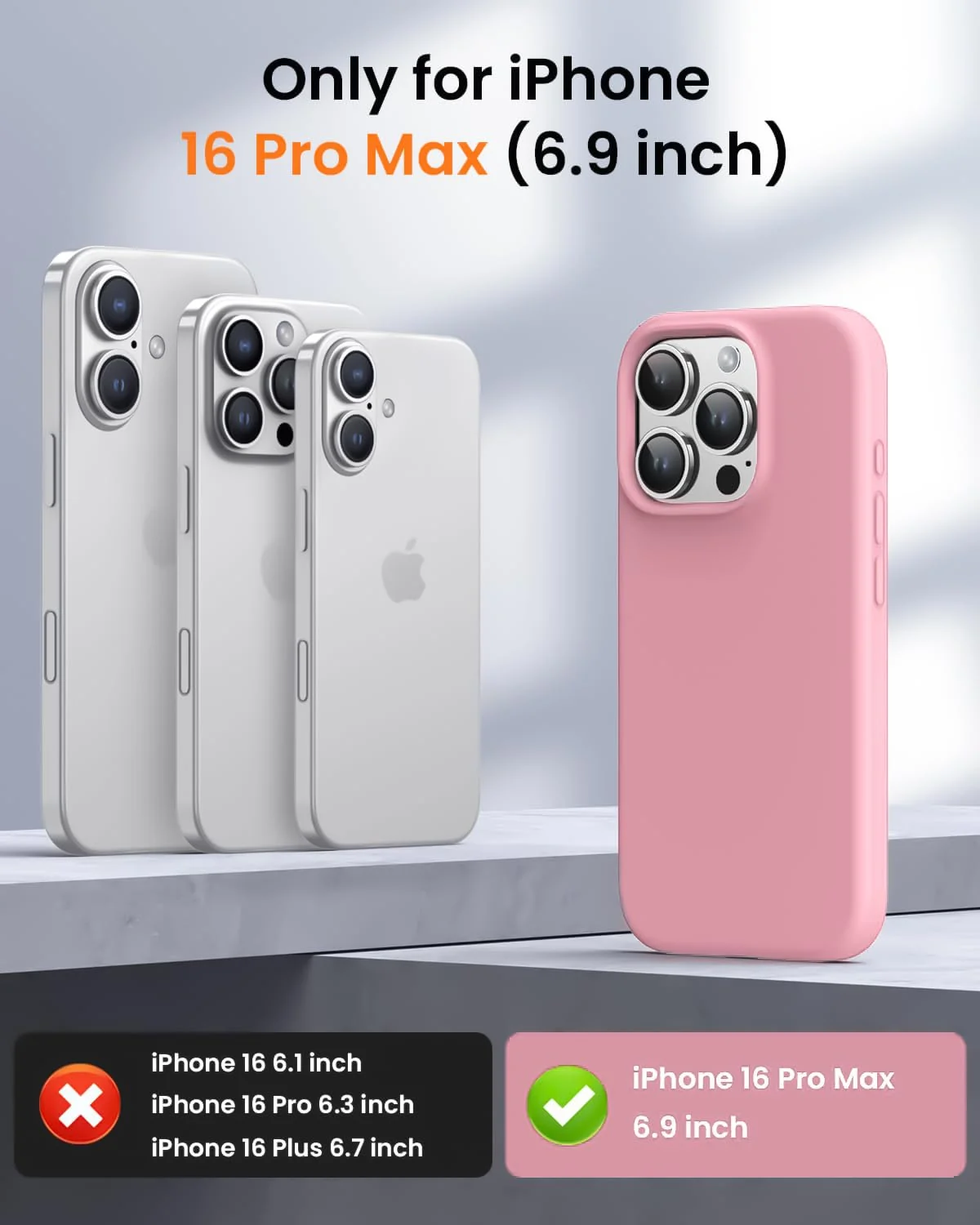 DL3 Mobilak Liquid Silicone Protective Case with Soft Microfiber Lining for iPhone 16 Pro Max - Pink