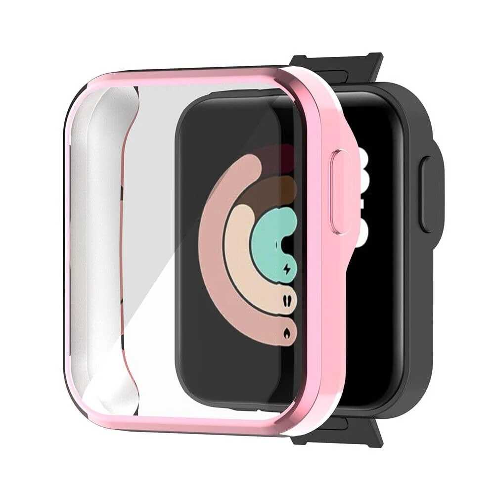 DL3 Mobilak Case Compatible with Xiaomi Mi Watch Lite Case All-Around Screen Protector Watch Soft TPU Shockproof Cover Slim Guard Thin Bumper Shell Protector - Pink