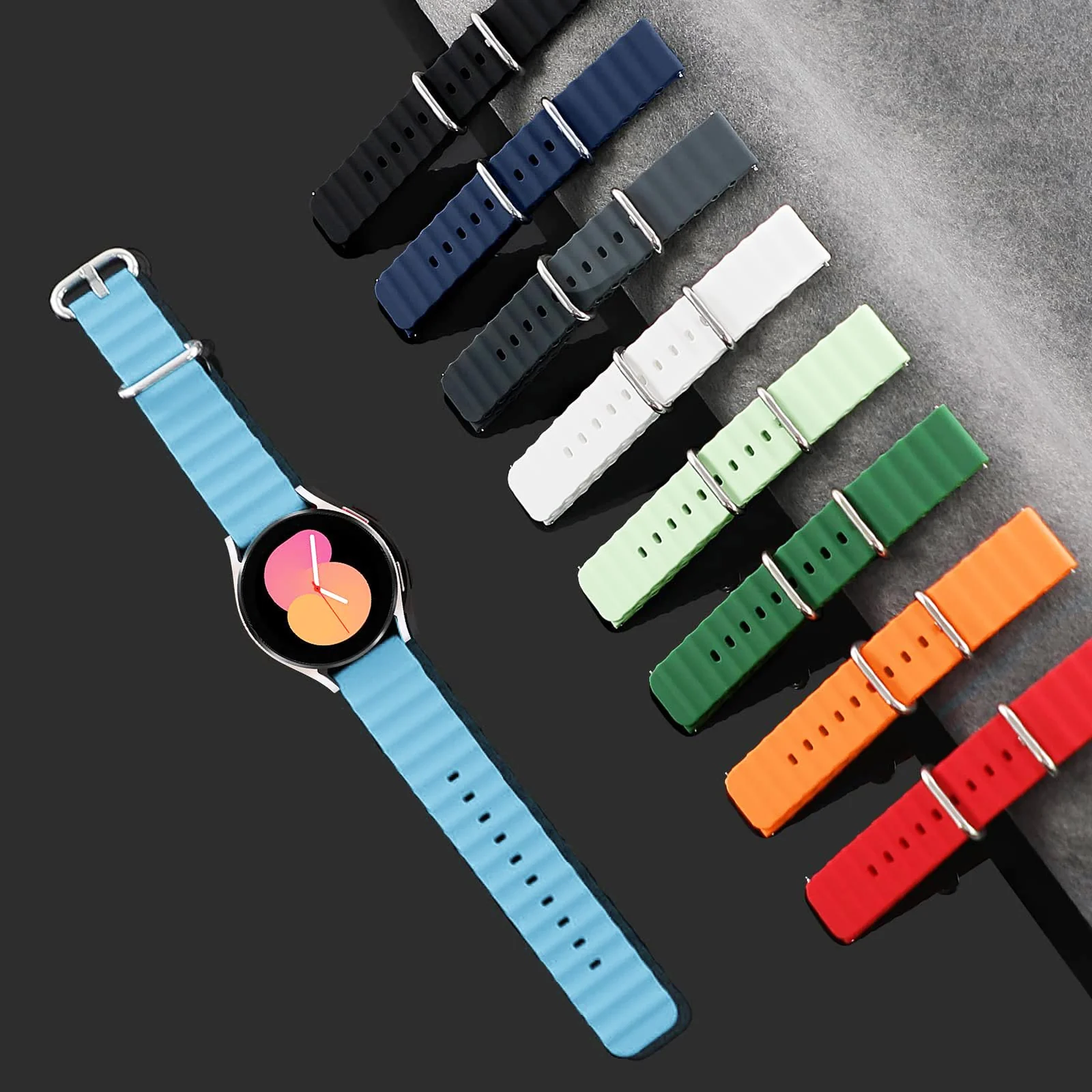 DL3 Mobilak 22mm Ocean Band for Samsung Galaxy Watch 3 45mm/Watch 46mm/Gear S3/For Huawei watch GT4 GT3 46MM/ Watch 3/4/GT2E/GT2 Pro/GT GT2 46MM/Amaz fit GTR 4/3/3Pro/2/2e, Adjustable Silicone Sport Loop Strap - Sky Blue