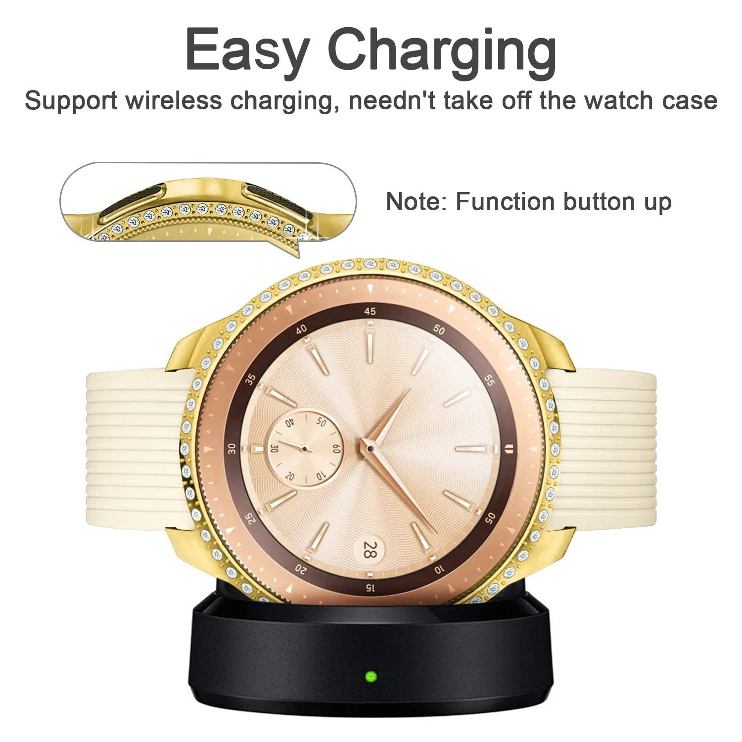 DL3 Mobilak Bumper Diamond Case Compatible with Samsung Galaxy Watch 46mm, Gear S3 Frontier Case (NOT fit for -R770), Bling Crystal Diamonds PC Plastic Protector Case Cover Frame - Gold