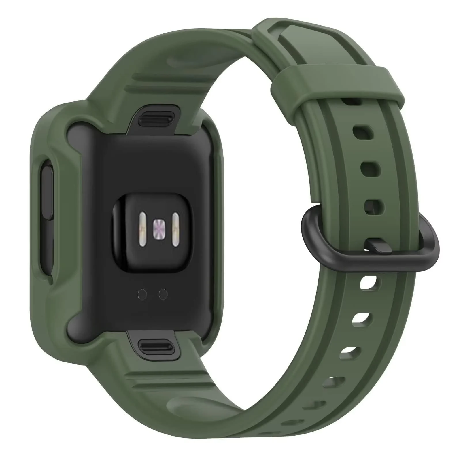 DL3 Mobilak Replacement Wrist Band Compatible with Xiaomi MI Watch Lite/Redmi Watch 2 Lite/Poco Watch/Redmi Watch 2/Horloge 2, Adjustable Soft Silicone Wrist Strap with Cover (Green), unisex-adult - Black