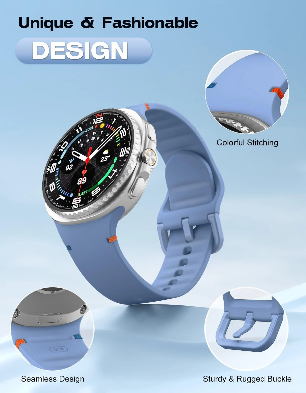 DL3 Mobilak Silicone Bands Compatible with Samsung Galaxy Watch 8 Band 40mm 44mm, Galaxy Watch 8 Classic Band 46mm, Waterproof Soft Wristband Sport Strap for Galaxy Watch 8 Bands 2025 Women Men - Blue