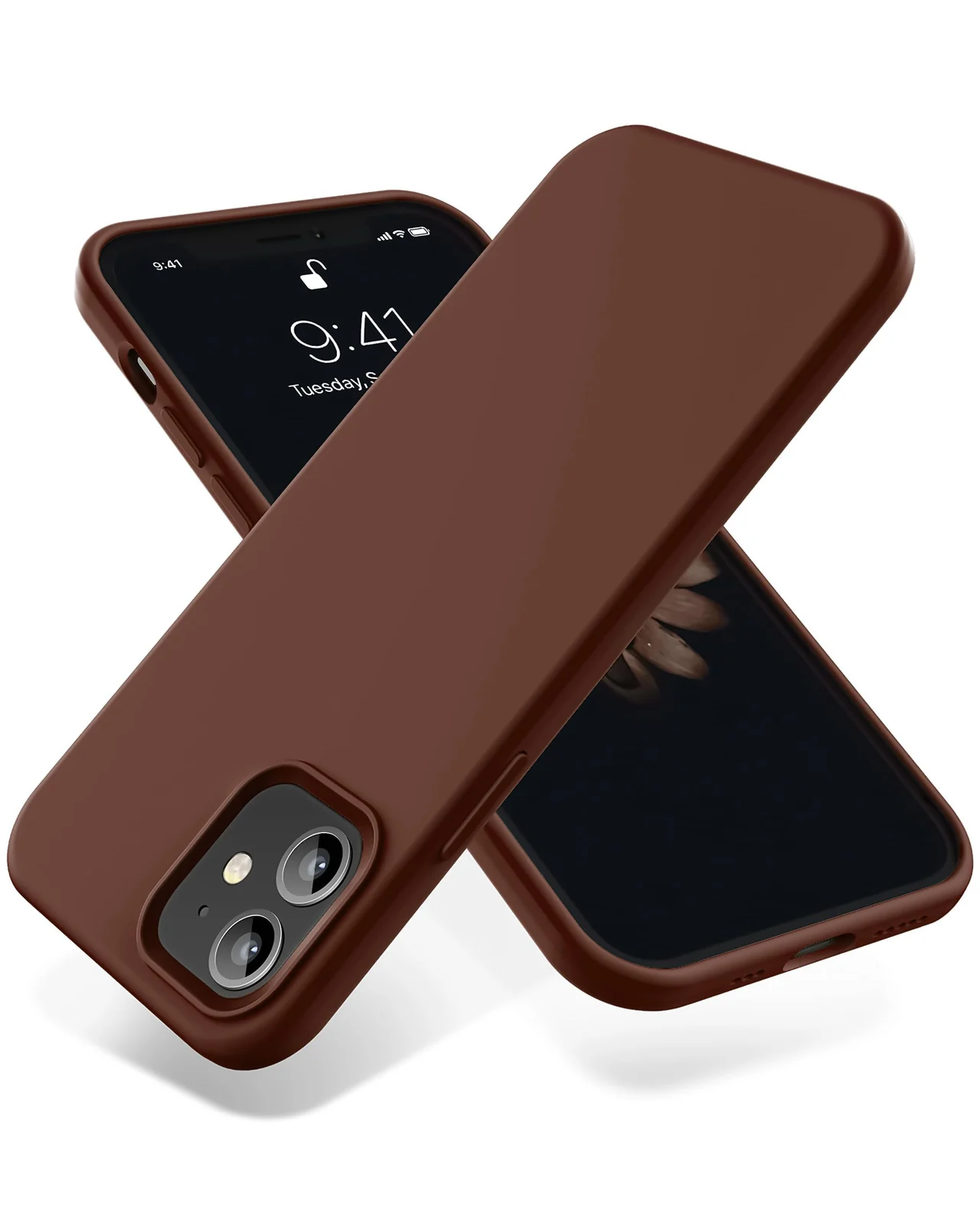 DL3 Mobilak Liquid Silicone Protective Case for iPhone 11 (6.1 Inch) with Camera Protection and Microfiber Lining - Brown