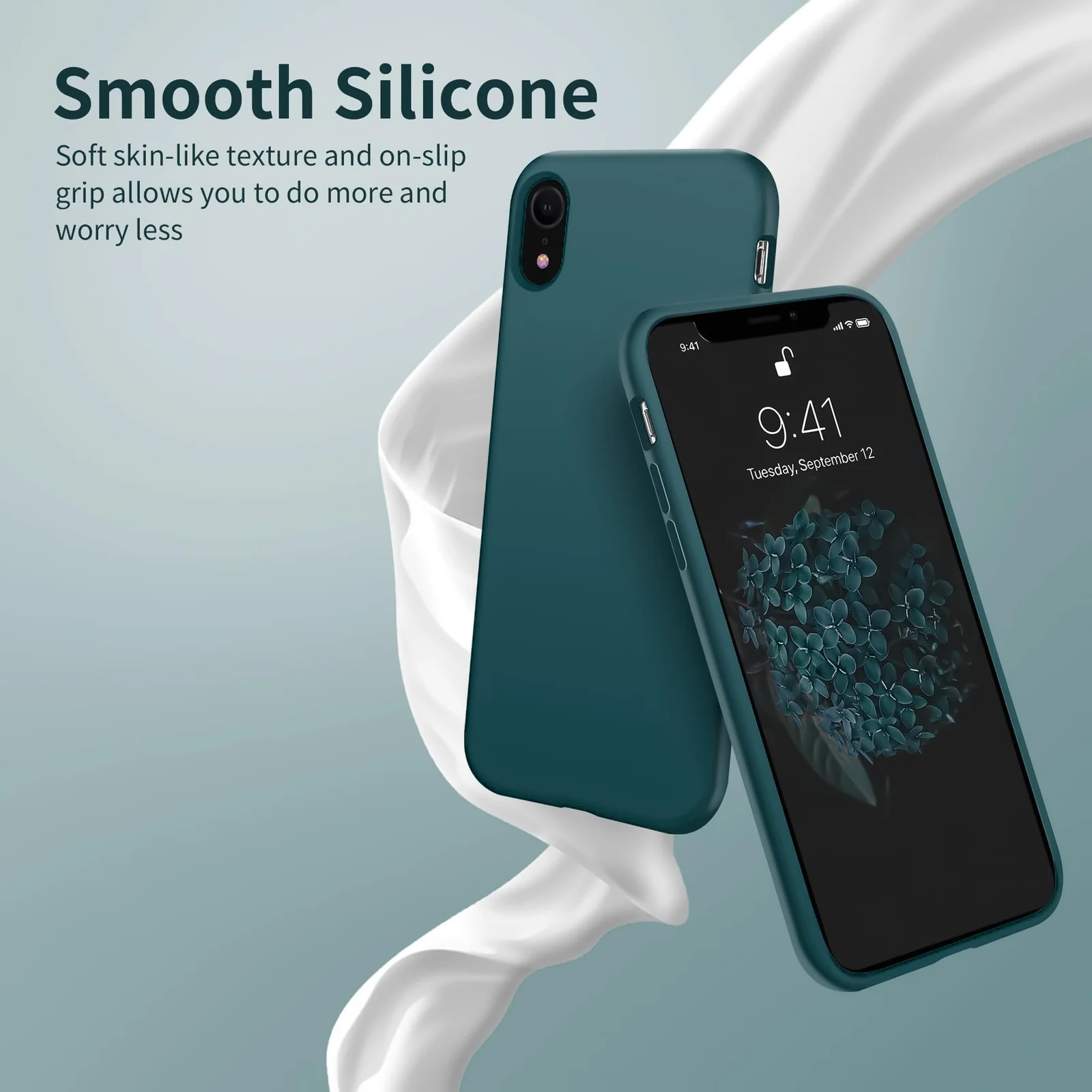 DL3 Mobilak Compatible with iPhone XR Case, Liquid Silicone Case, Full Body Protective Cover, Shockproof, Slim Phone Case, Anti-Scratch Soft Microfiber Lining - Storm Blue